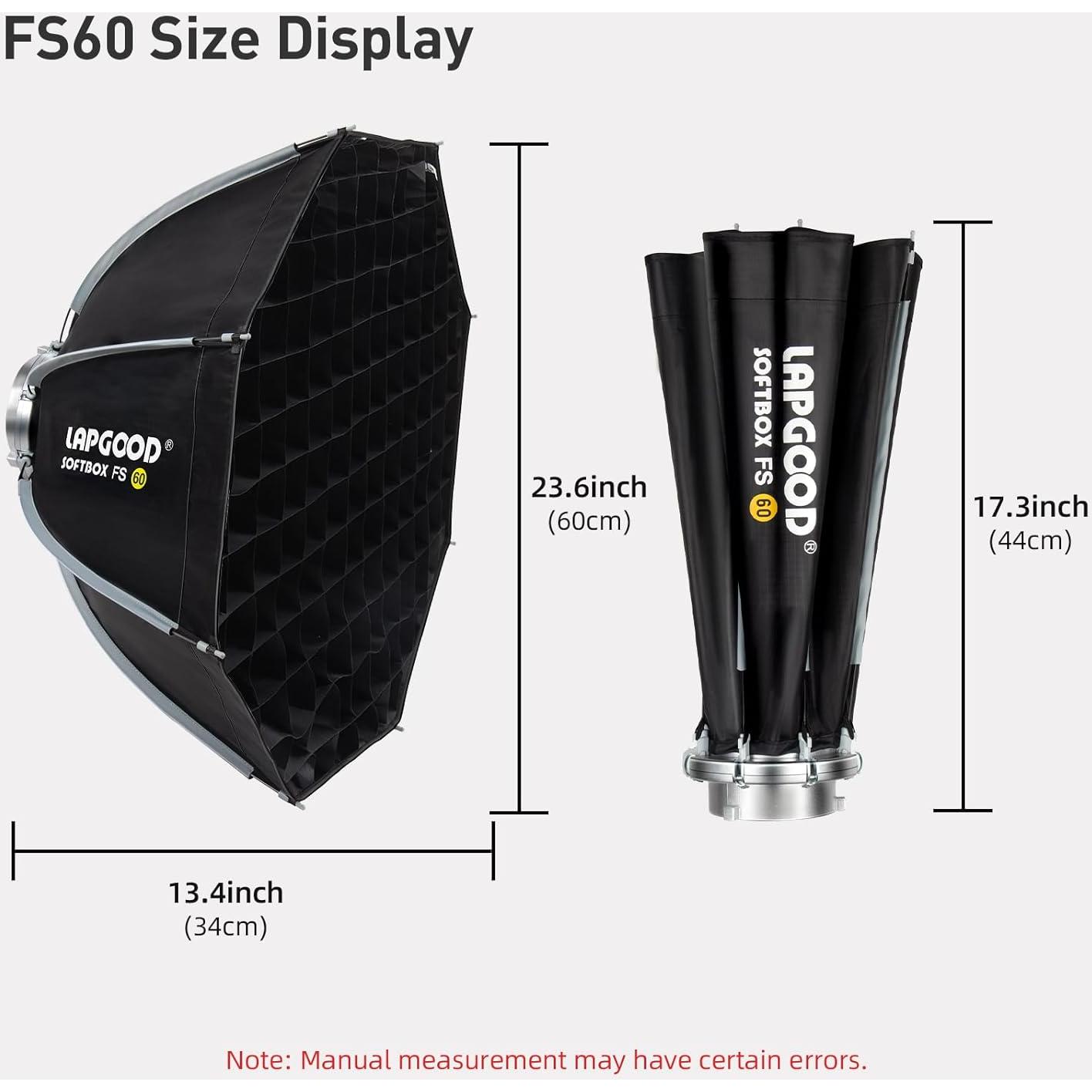 Softbox Plegable LAPGOOD FS60 60cm con Montura Bowens