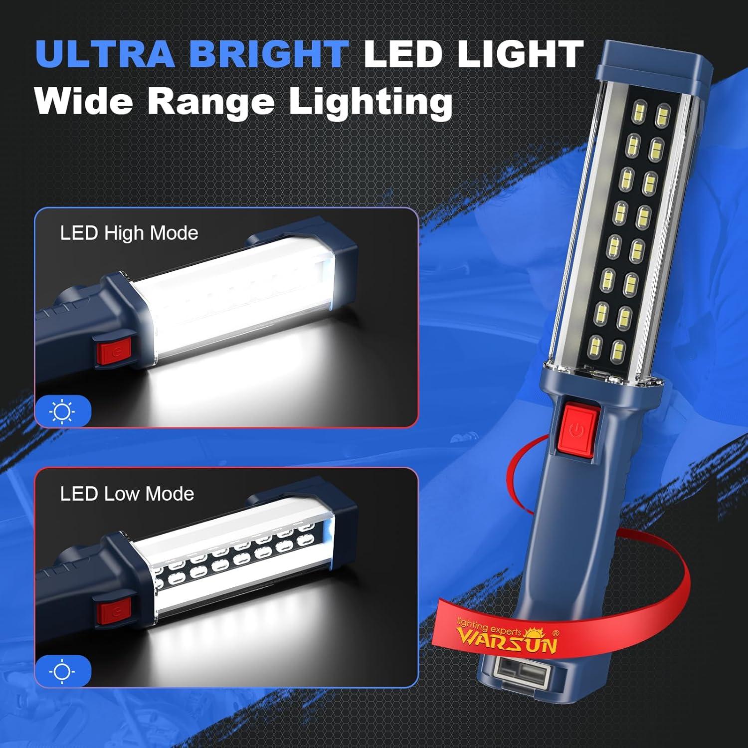 Luz de trabajo LED WARSUN 30W 1200 lúmenes recargable