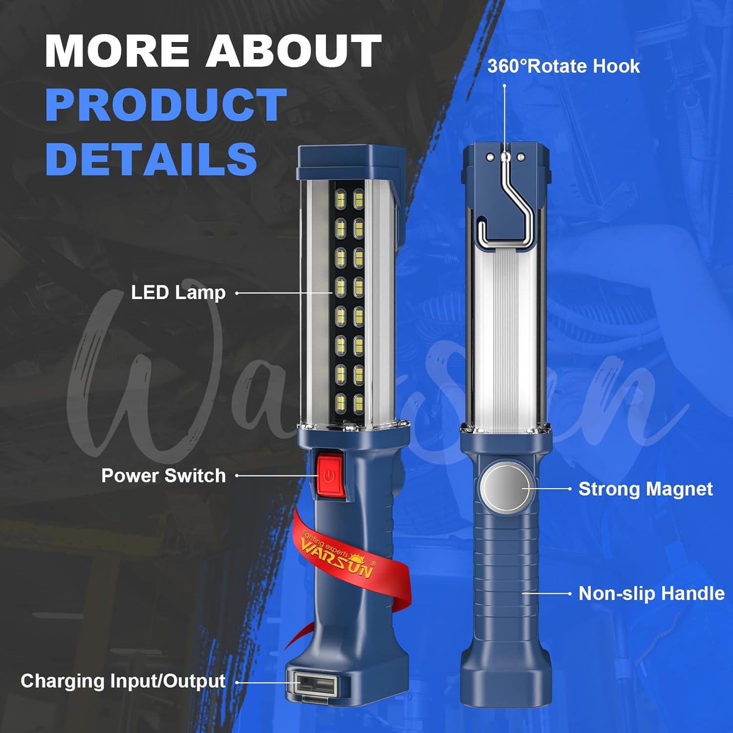 Luz de trabajo LED WARSUN 30W 1200 lúmenes recargable