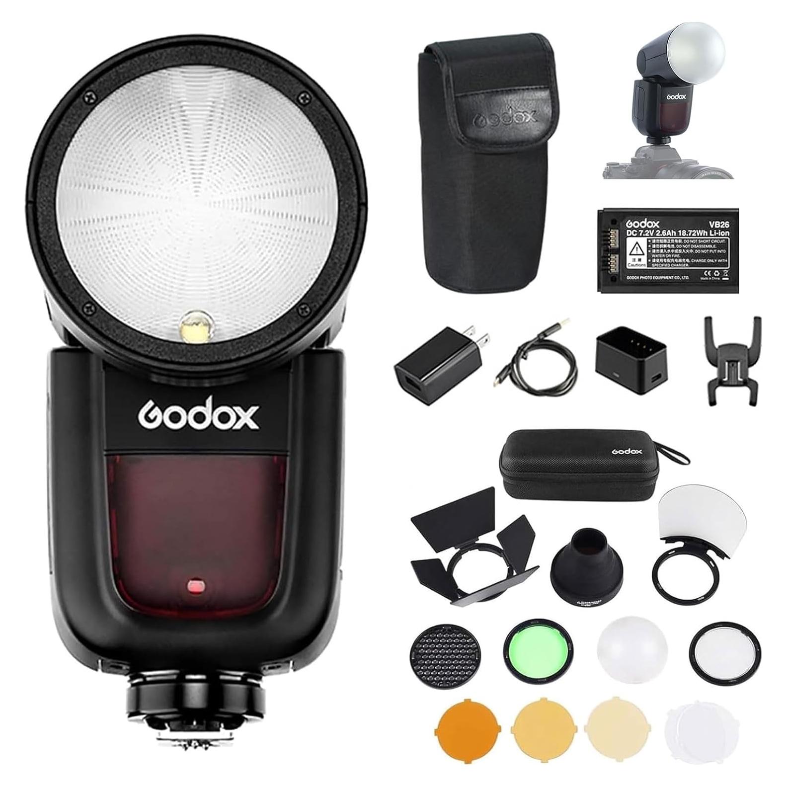 Flash Godox V1-C TTL con Kit de Accesorios AK-R1 para Canon