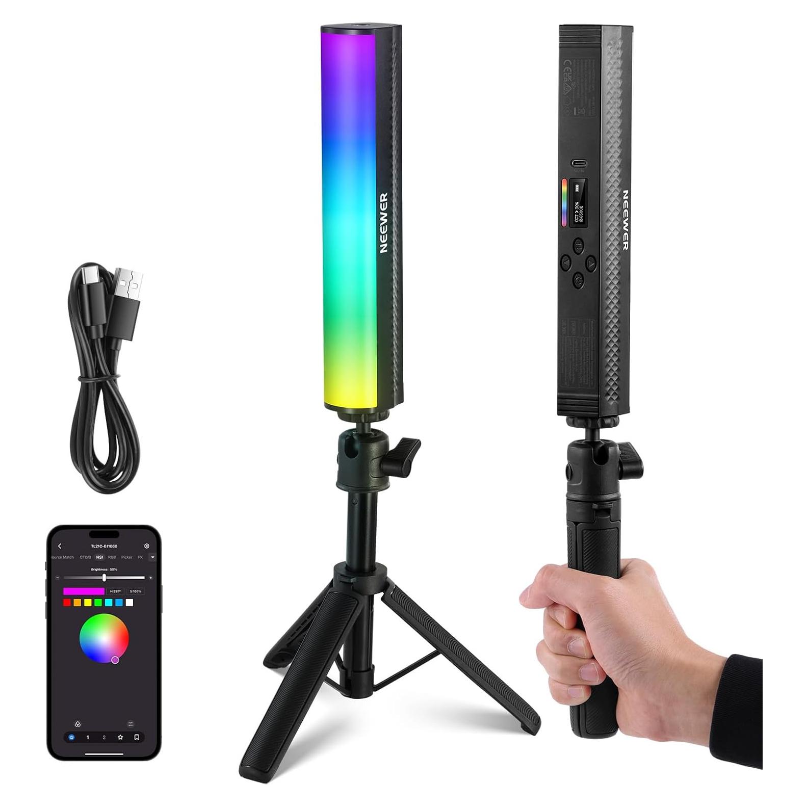 Varita de Luz RGB NEEWER TL21C con Trípode de Escritorio