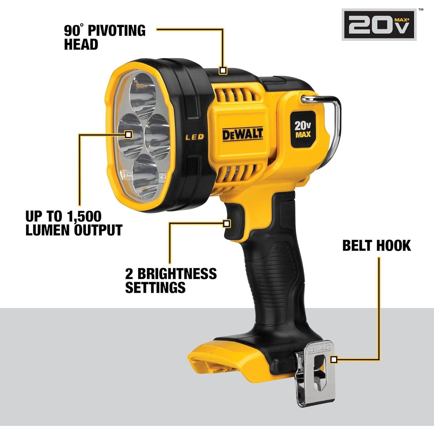 Luz de trabajo LED DEWALT DCL043 1500 lúmenes 20V