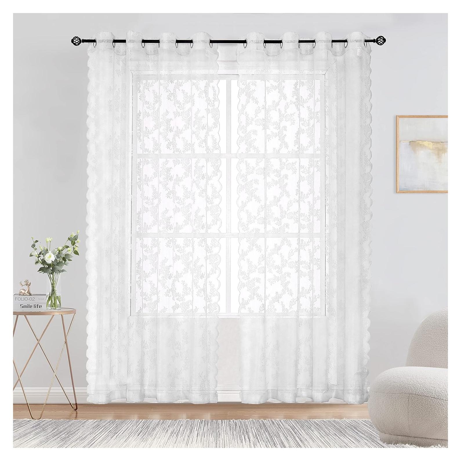 Cortinas de Encaje Floral Lotusolution 2 Paneles 55x84 cm