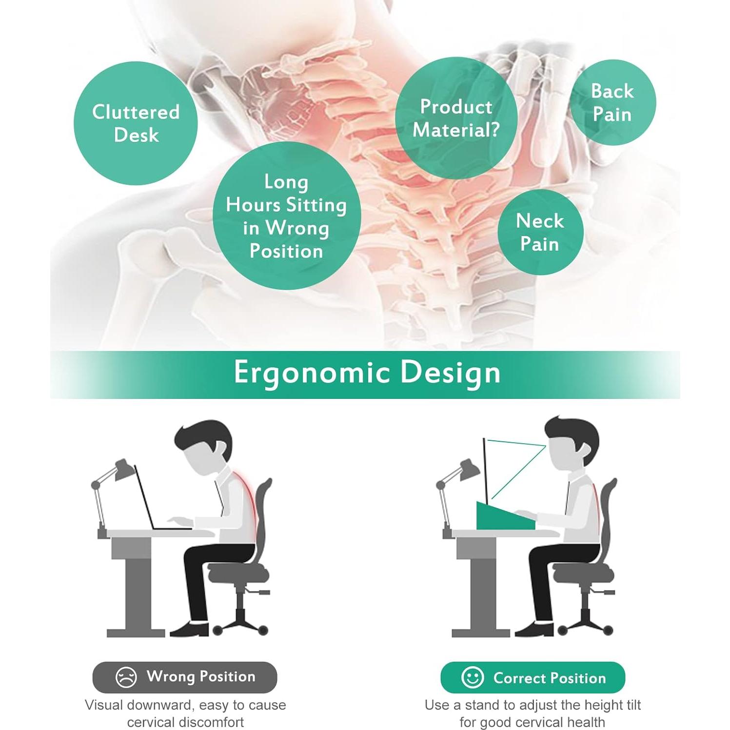 Soporte de Laptop Ufine de Bambú Ajustable con Estante 2 Niveles