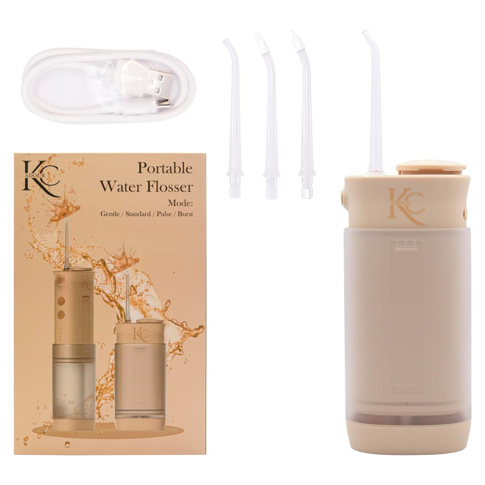 Hilo Dental Portátil KC Adour - Irrigador Oral 4 Modos Beige
