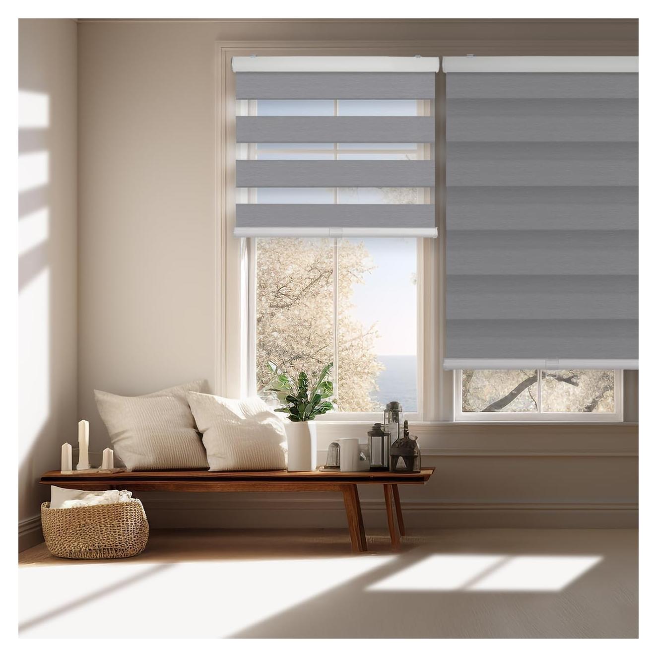 Persianas Zebra Blackout Cordless Foiresoft 89x163 cm Gris