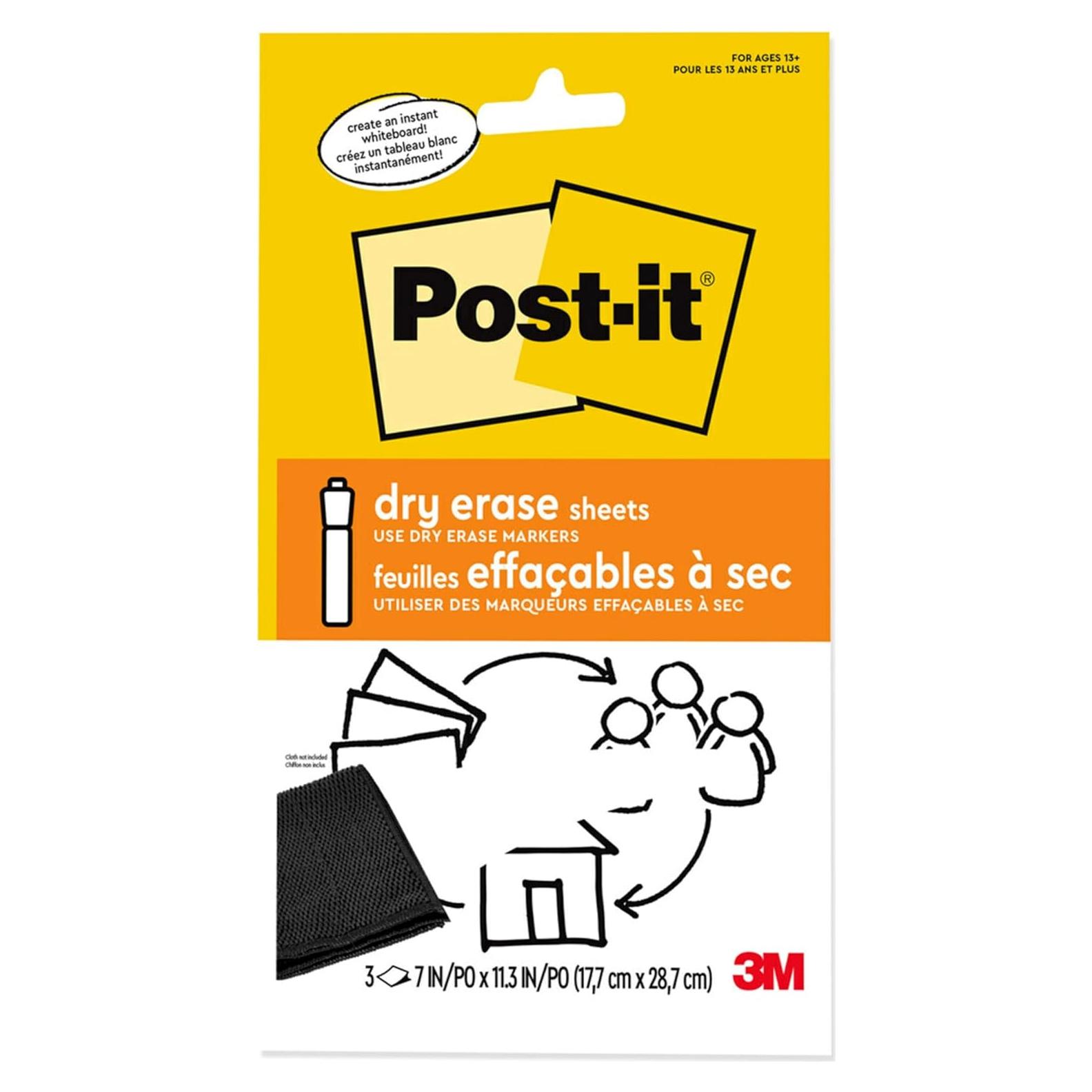 Hojas de Borrado en Seco Post-it 17.8x28.7 cm 3 Hojas