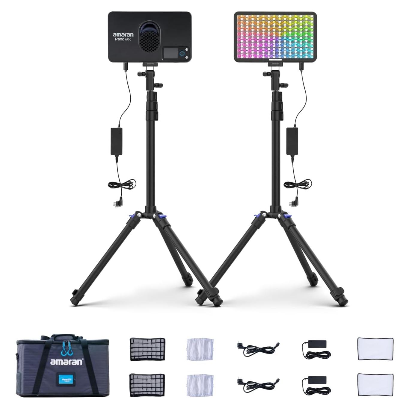 Kit de 2 Luces LED Amaran Pano 60c RGBWW 60W Regulables