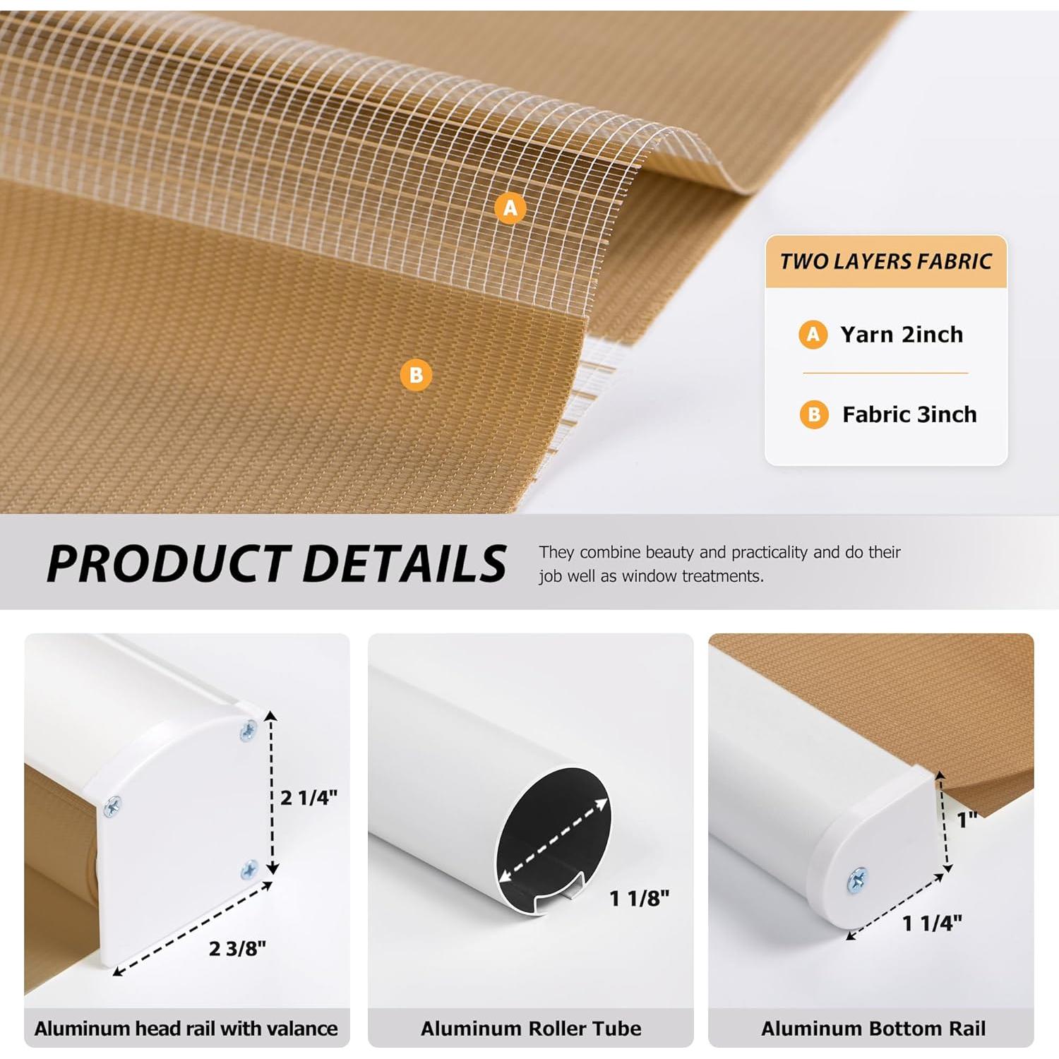 Cortina Zebra Sin Cuerda LazBlinds 56x183 cm Marrón