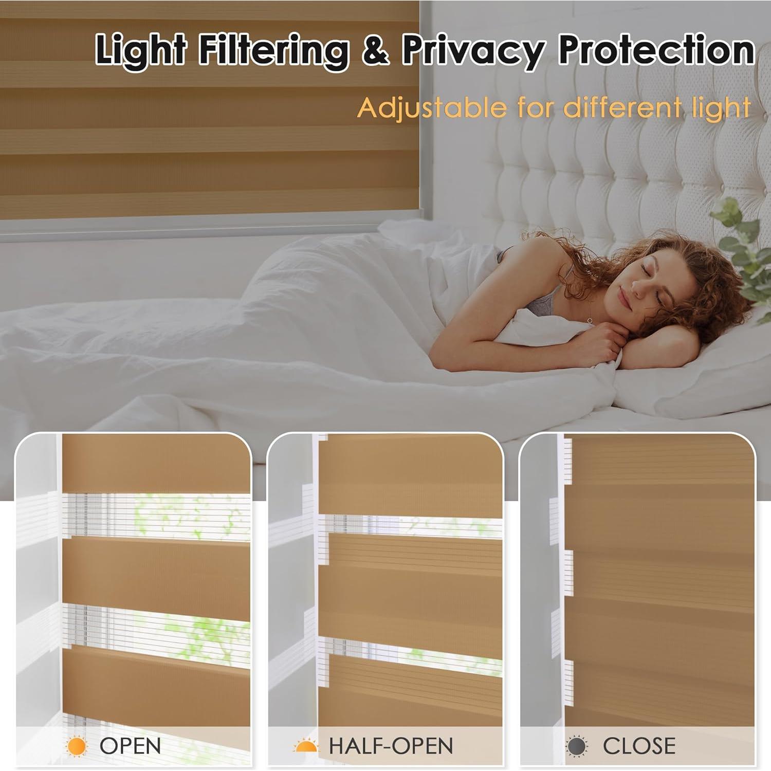 Cortina Zebra Sin Cuerda LazBlinds 56x183 cm Marrón