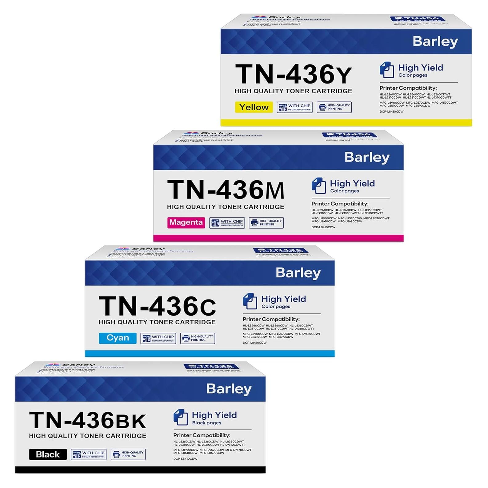 Cartucho de Tóner Super Alta Capacidad Barley TN436 - 4 Paquete