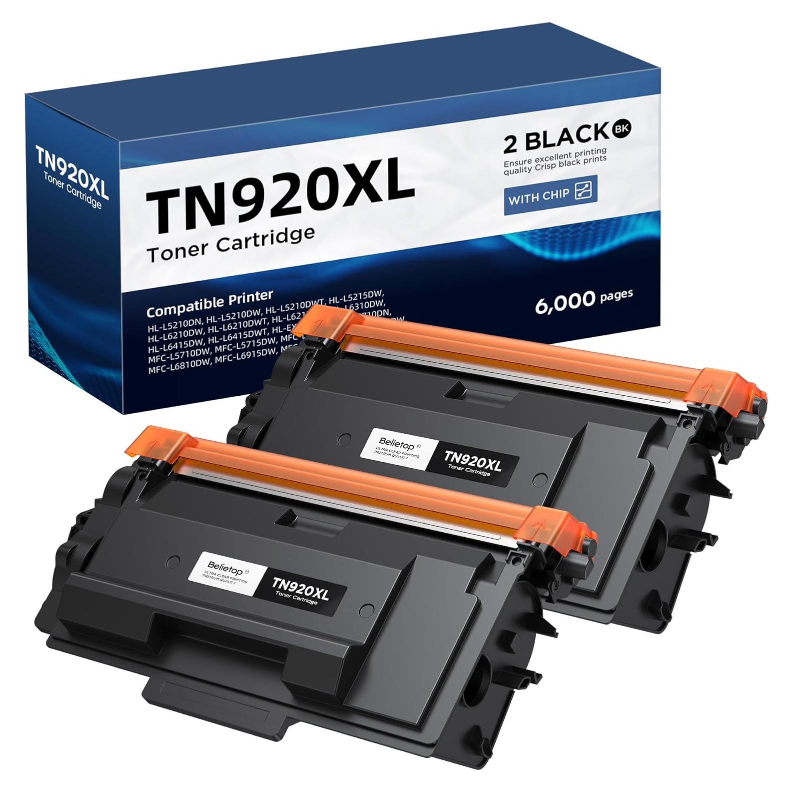 Cartuchos de Tóner Negro TN920XL Belietop - 2 Unidades 6000 Páginas