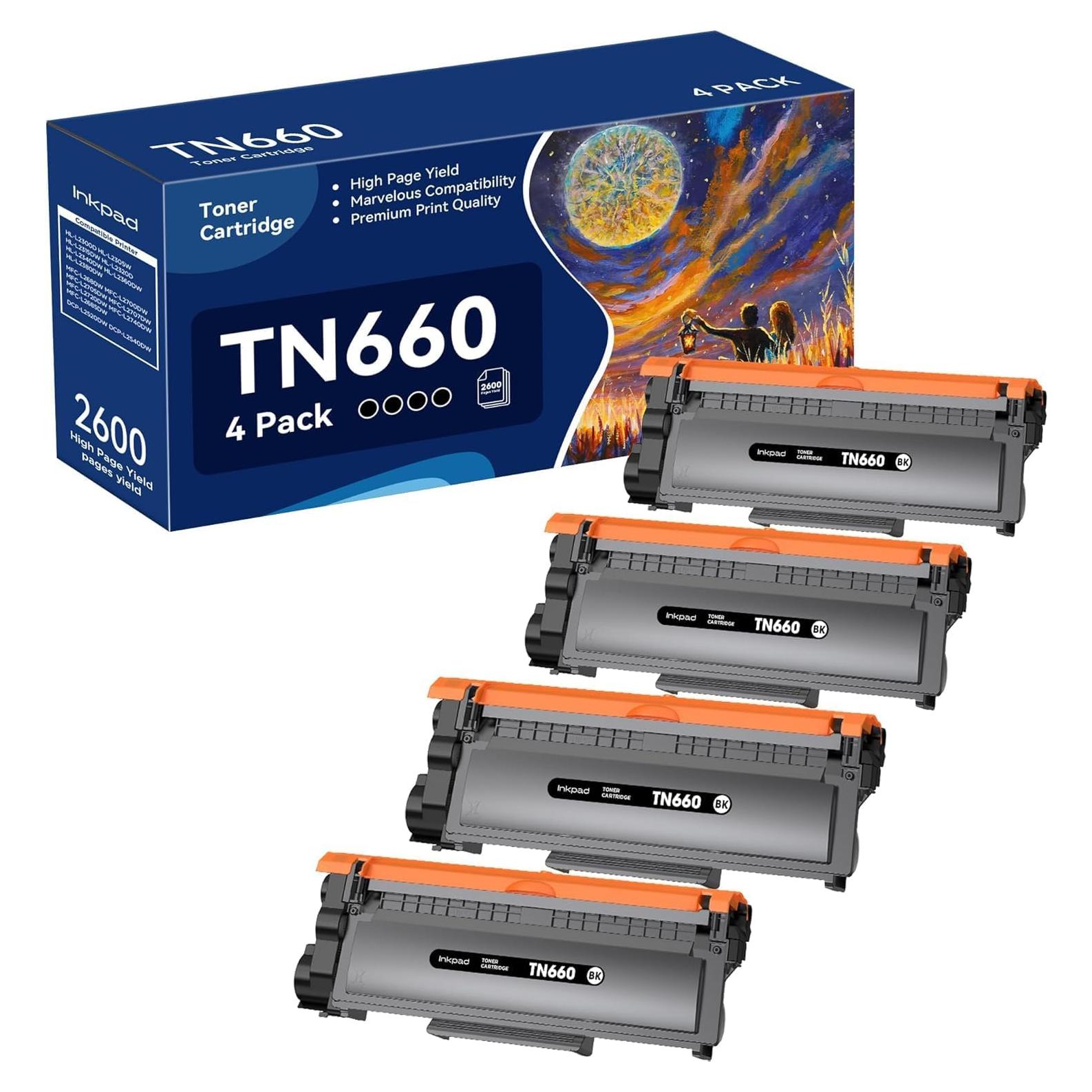 Cartucho de Tóner TN660 Inkpad Alta Capacidad 4 Unidades