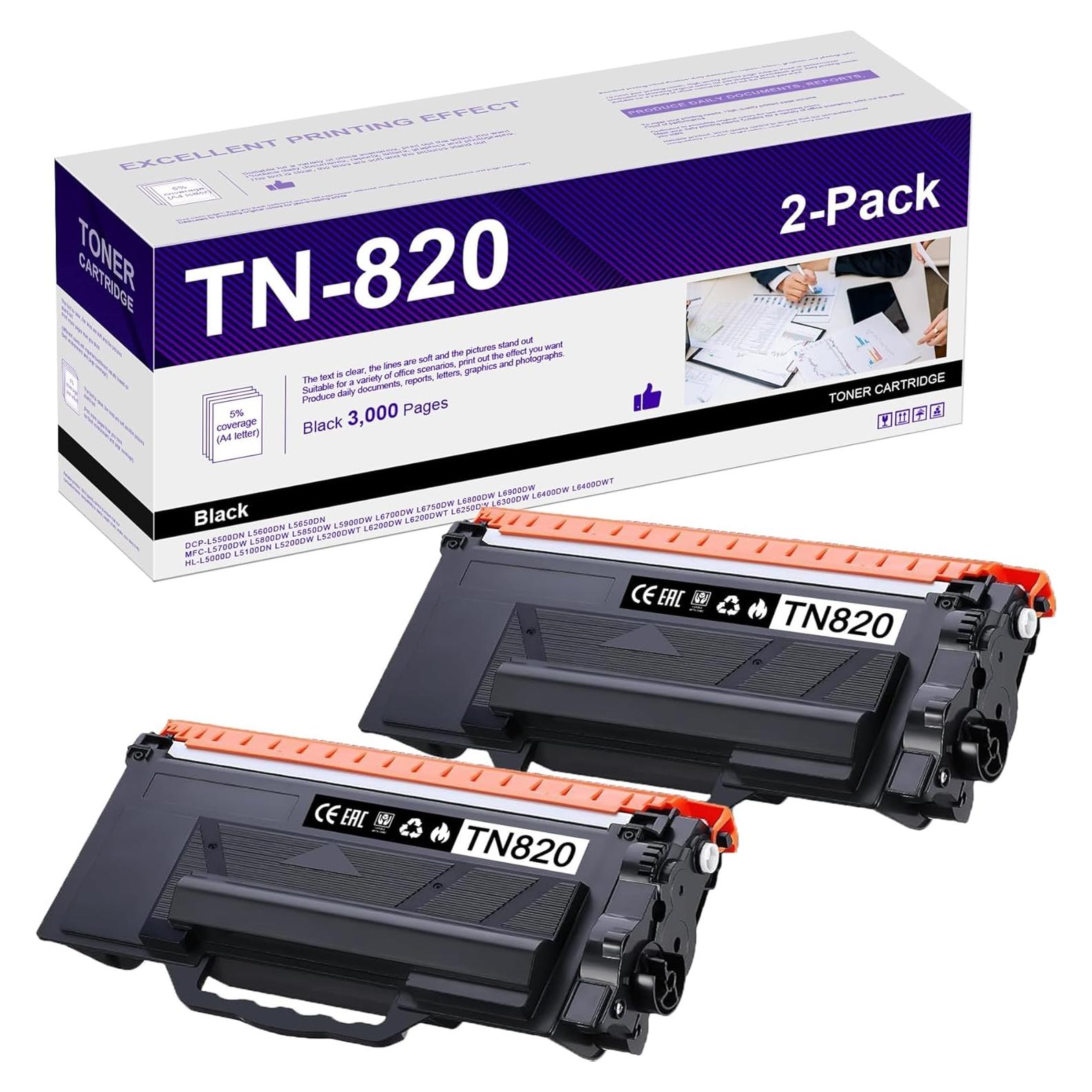 Cartucho de Tóner Negro TN820 Janizaink - Paquete de 2