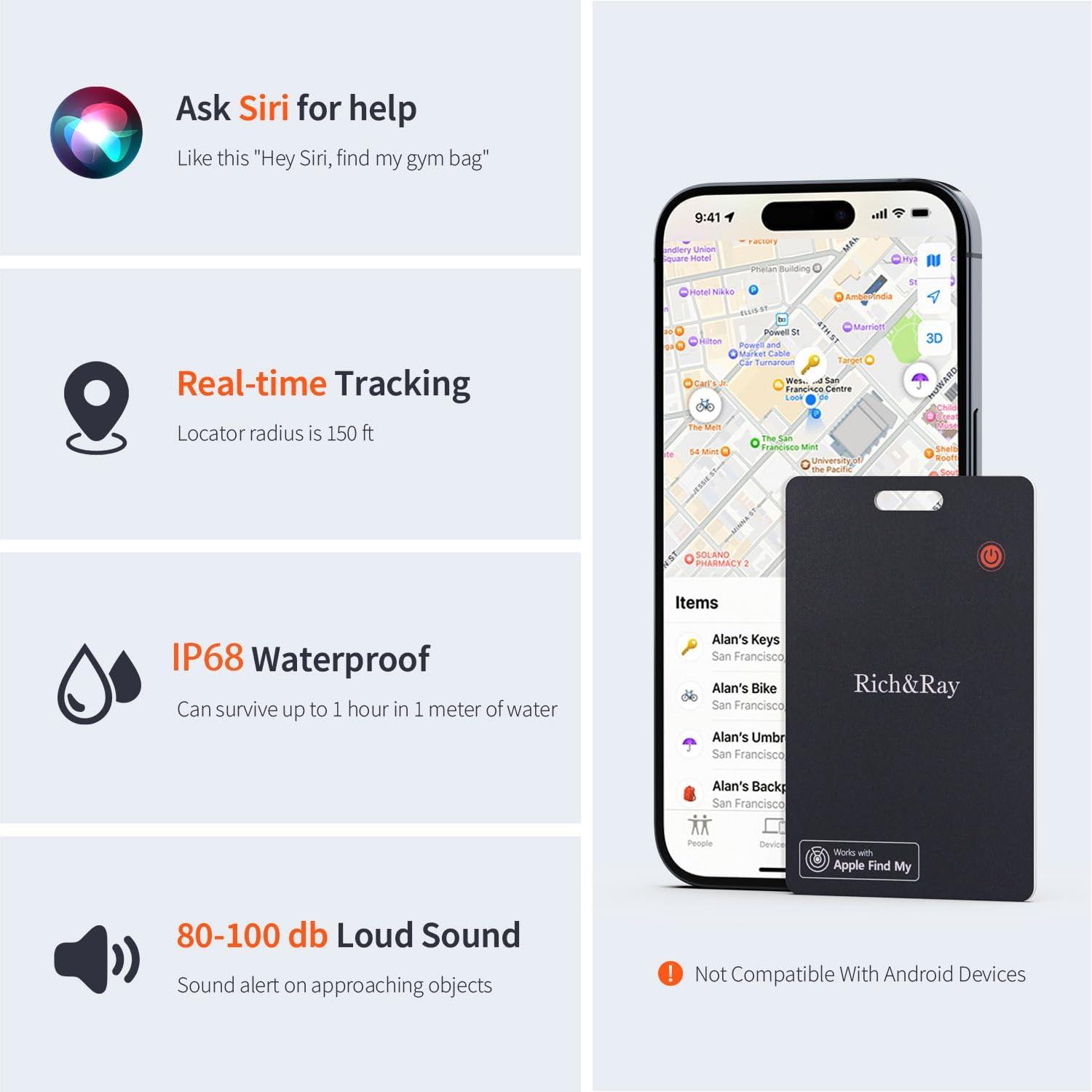 Tarjeta Inteligente de Rastreo Rich&Ray con Porta Pasaporte Negro