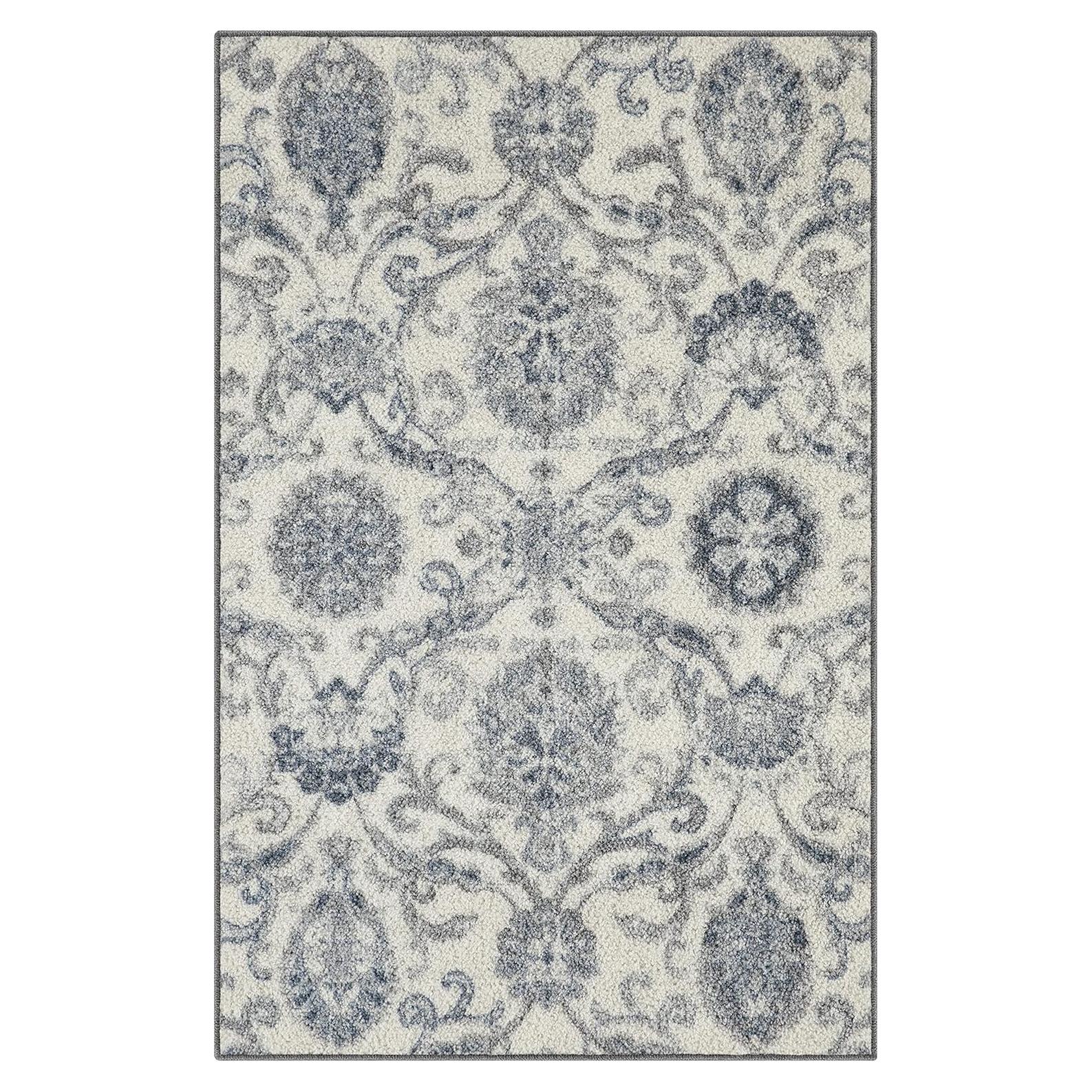 Alfombra de Área Maples Rugs Blooming Damask 116x76 cm Gris/Azul