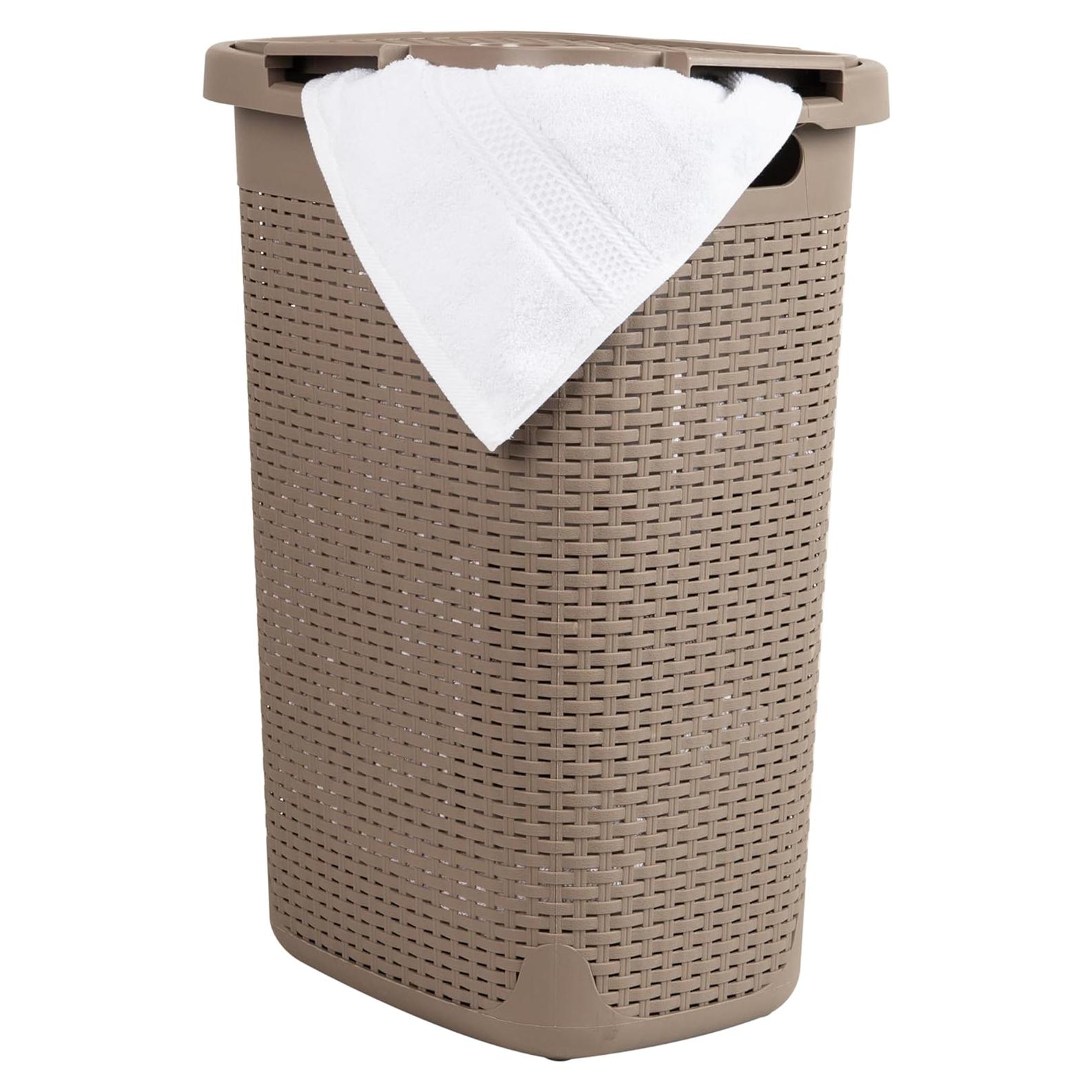 Cesto de Ropa Delgado Mind Reader 60L con Tapa Beige