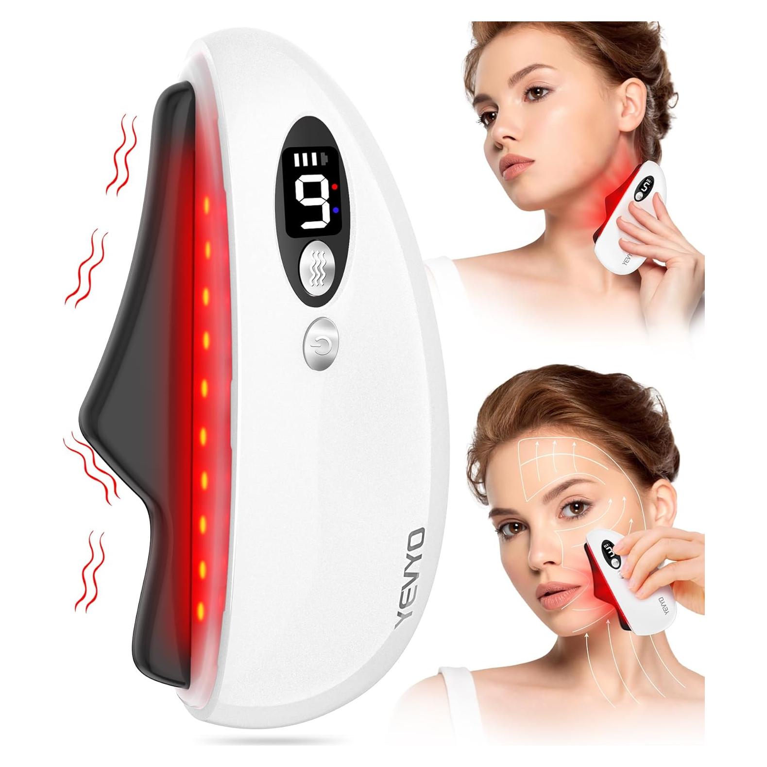 Herramienta Facial Gua Sha YEVYO GS2024 Obsidiana Calor y Vibración