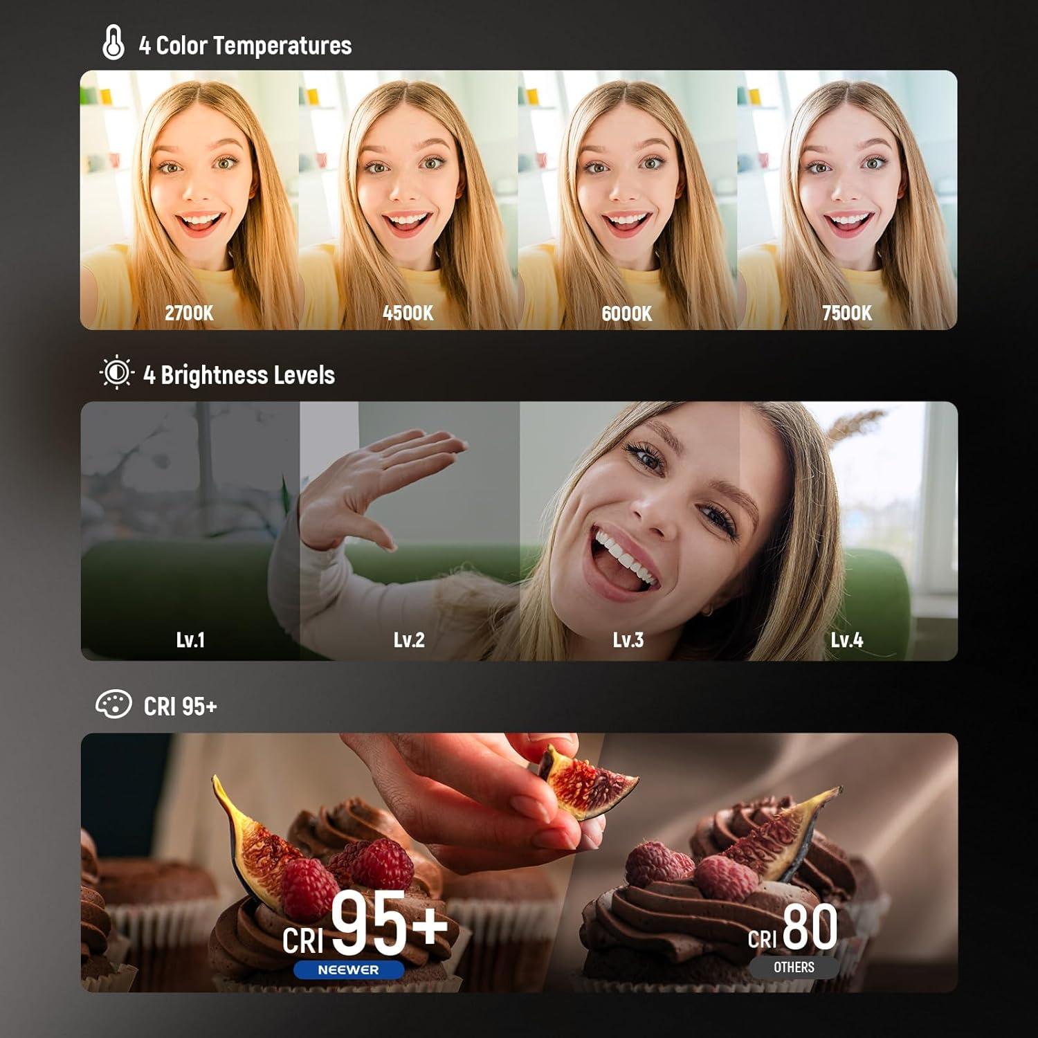 Luz de Selfie Magnética NEEWER NL40R LED 914lx 4 Modos