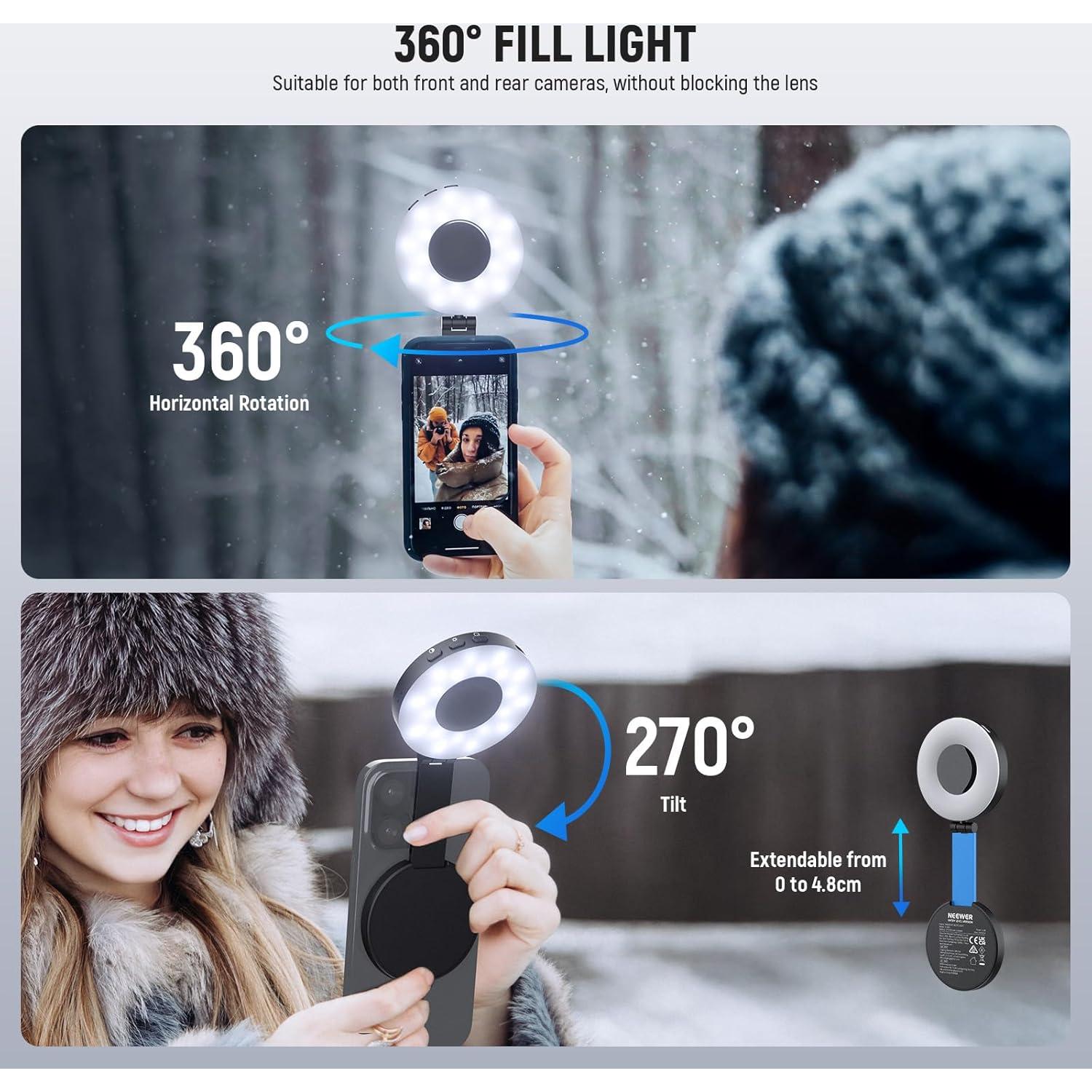 Luz de Selfie Magnética NEEWER NL40R LED 914lx 4 Modos