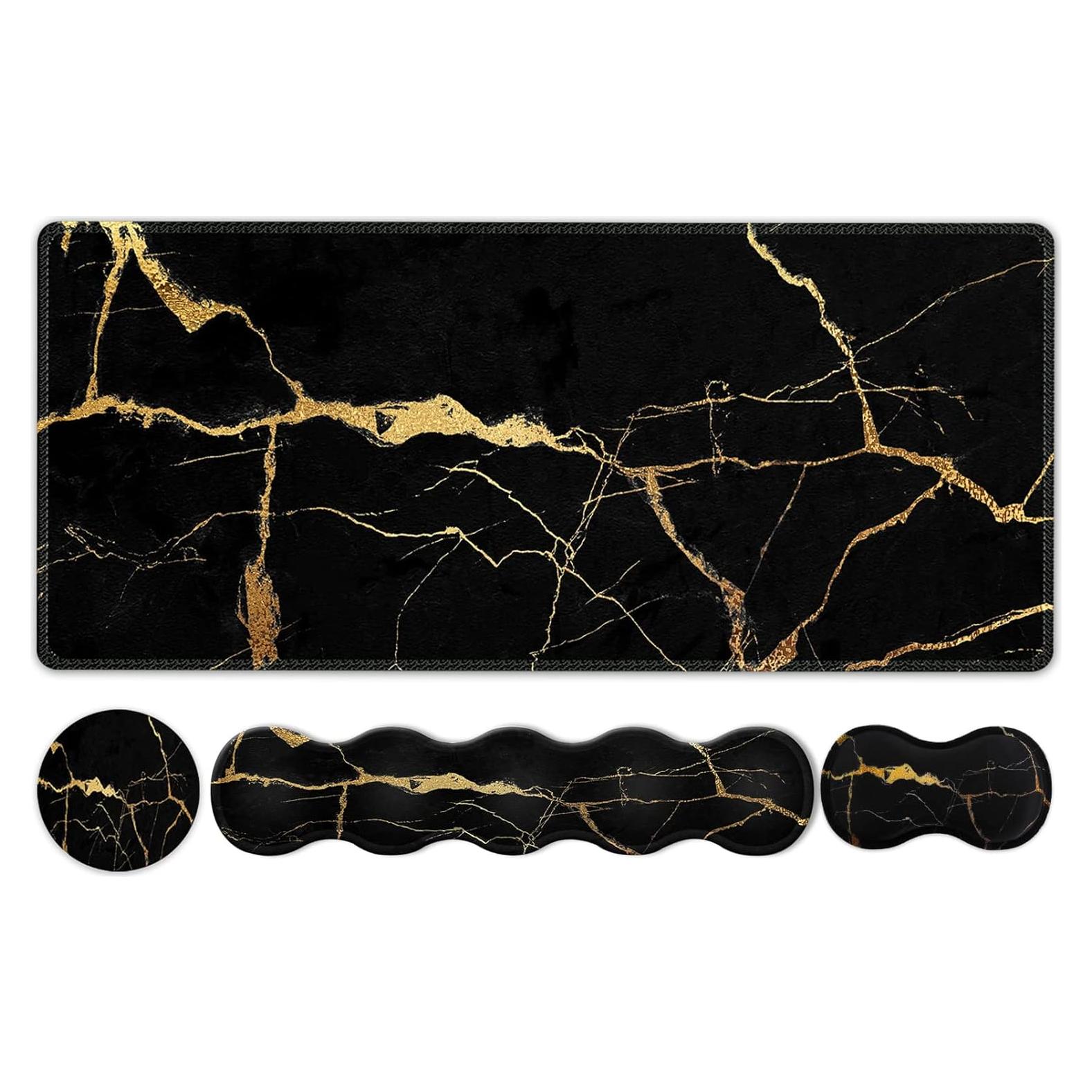 Conjunto de Almohadillas iLeadon 4 Piezas Mármol Negro y Dorado