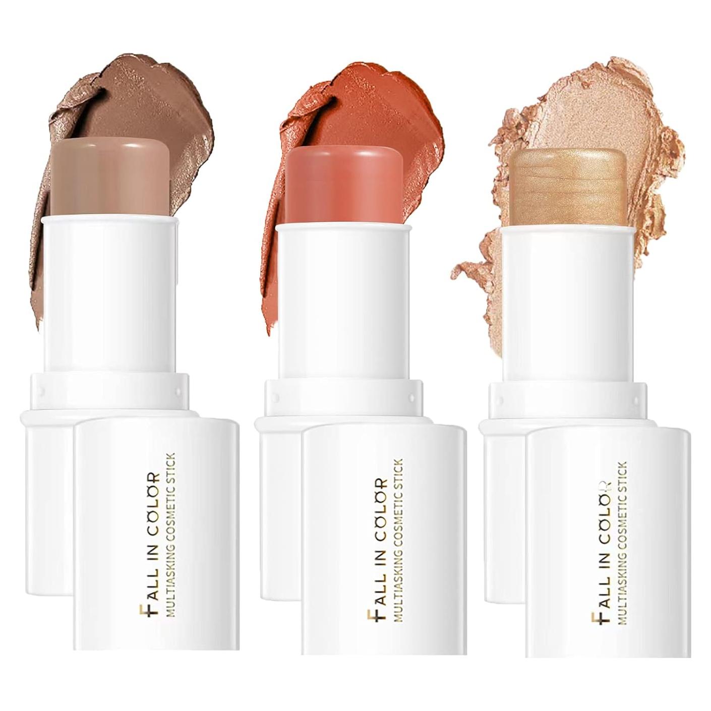 Kit de Maquillaje MEICOLY 3 en 1: Contorno, Rubor, Iluminador