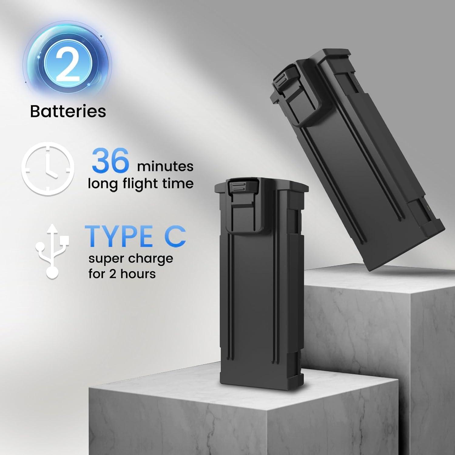 Drone TizzyToy MT002 4K con Cámara Ajustable y 40min Vuelo