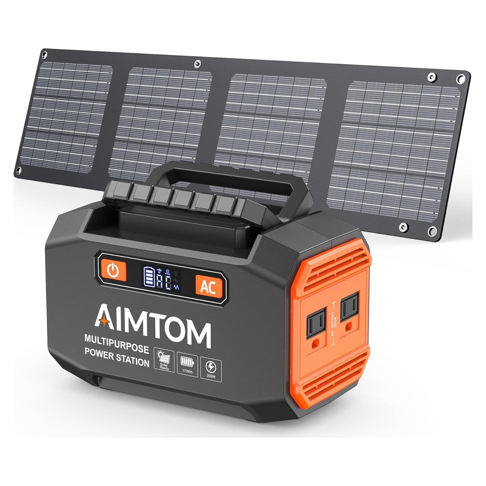Estación de Energía Portátil AIMTOM SPS200 200W con Panel Solar 30W