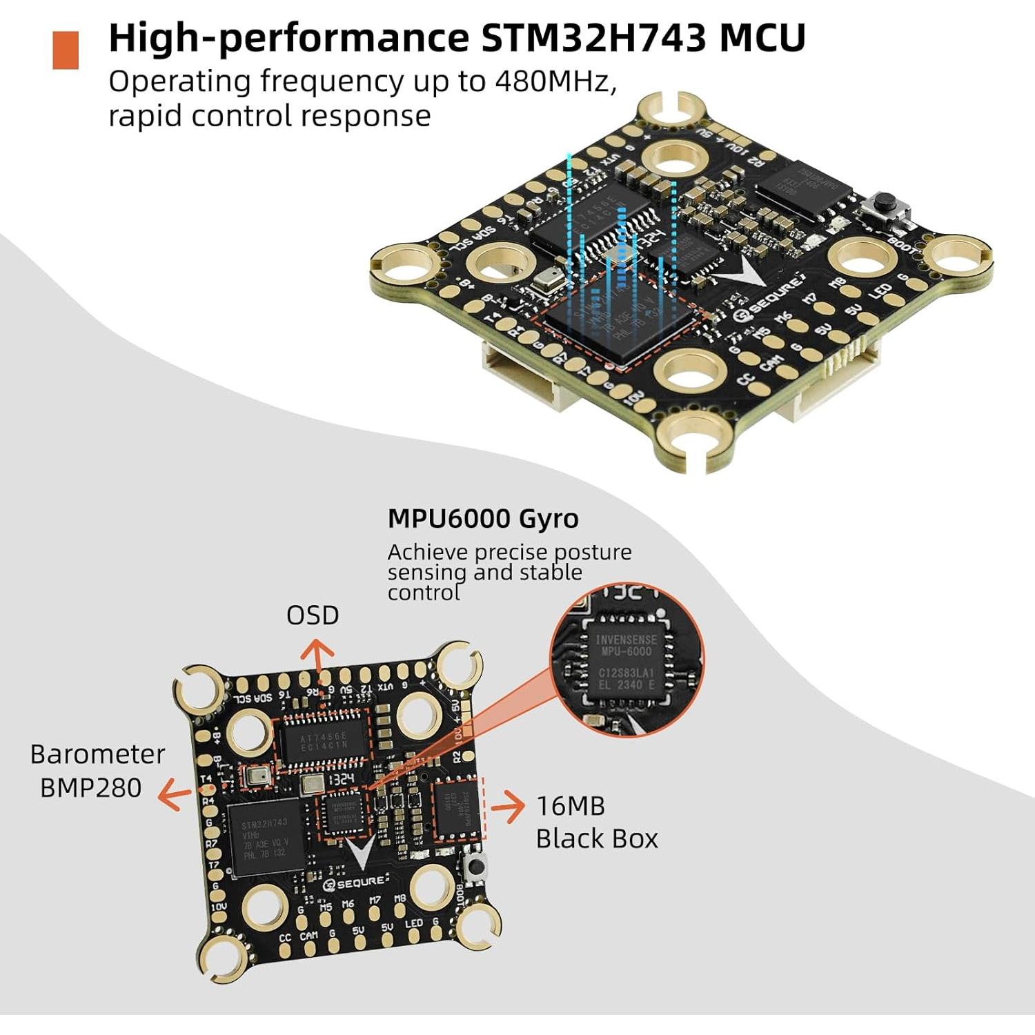 Controlador de Vuelo SEQURE H743 70A 4 en 1 ESC Drones FPV