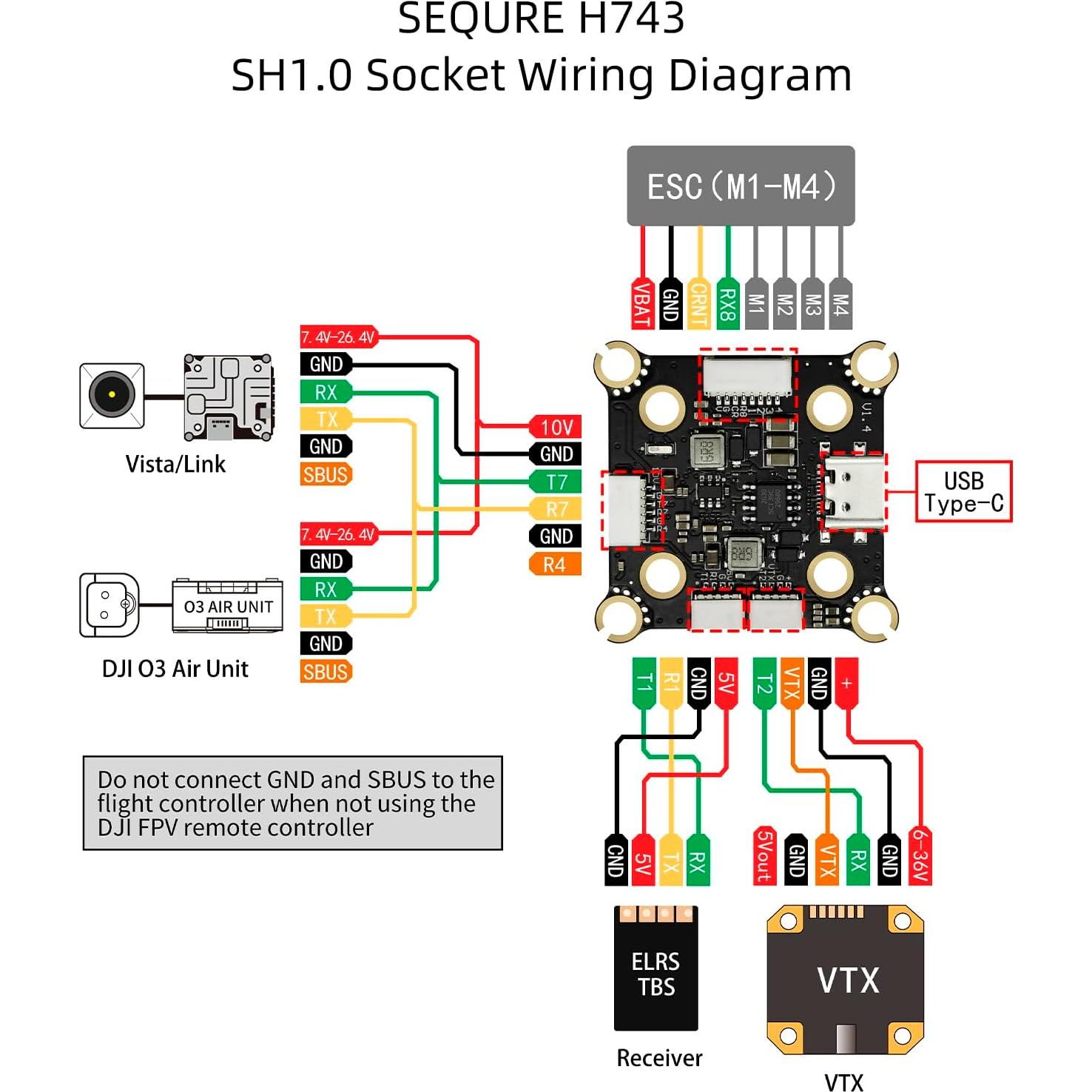 Controlador de Vuelo SEQURE H743 70A 4 en 1 ESC Drones FPV