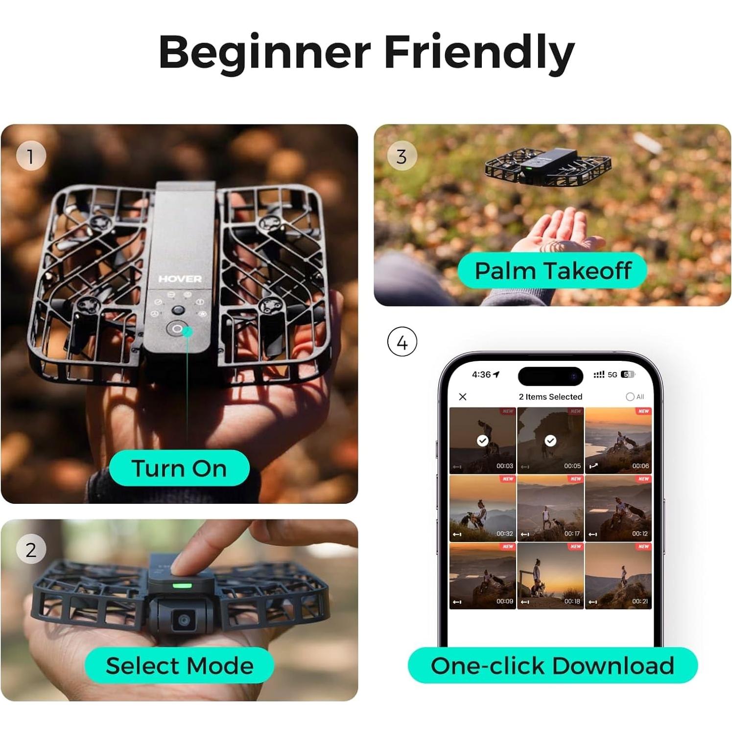 Drone HOVERAir X1 con cámara HDR, autovolante y plegable