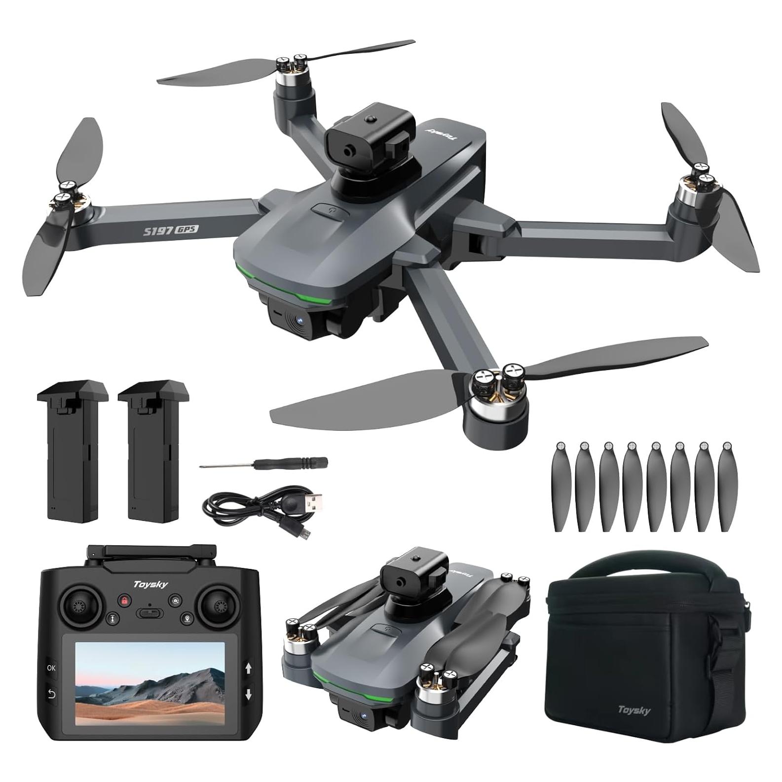 Dron GPS EcuFlyAi S197 con Pantalla 4.5" y 2 Baterías
