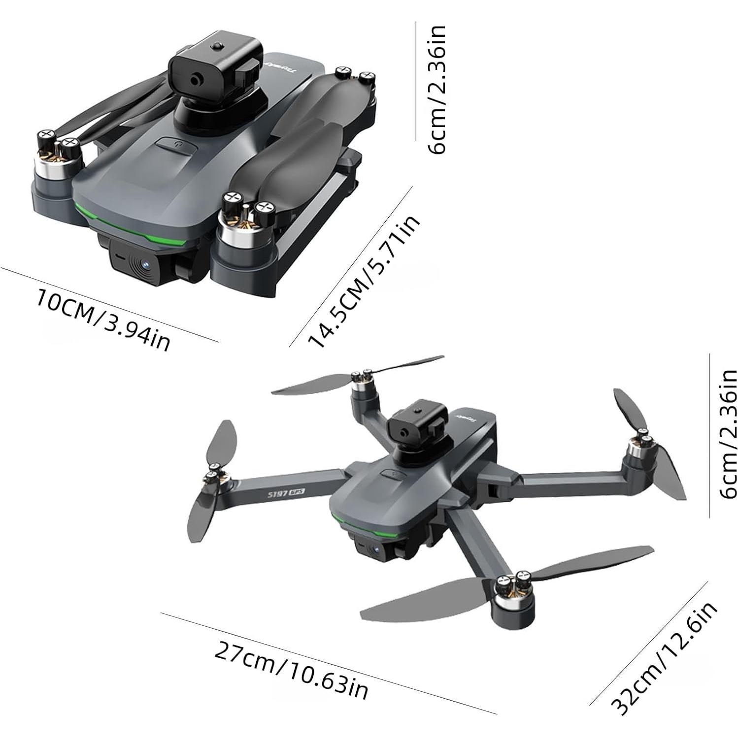 Dron GPS EcuFlyAi S197 con Pantalla 4.5" y 2 Baterías