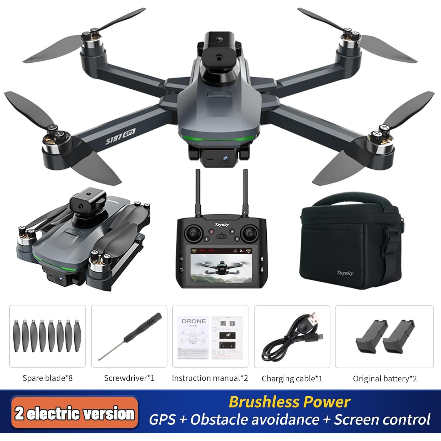 Dron GPS EcuFlyAi S197 con Pantalla 4.5" y 2 Baterías