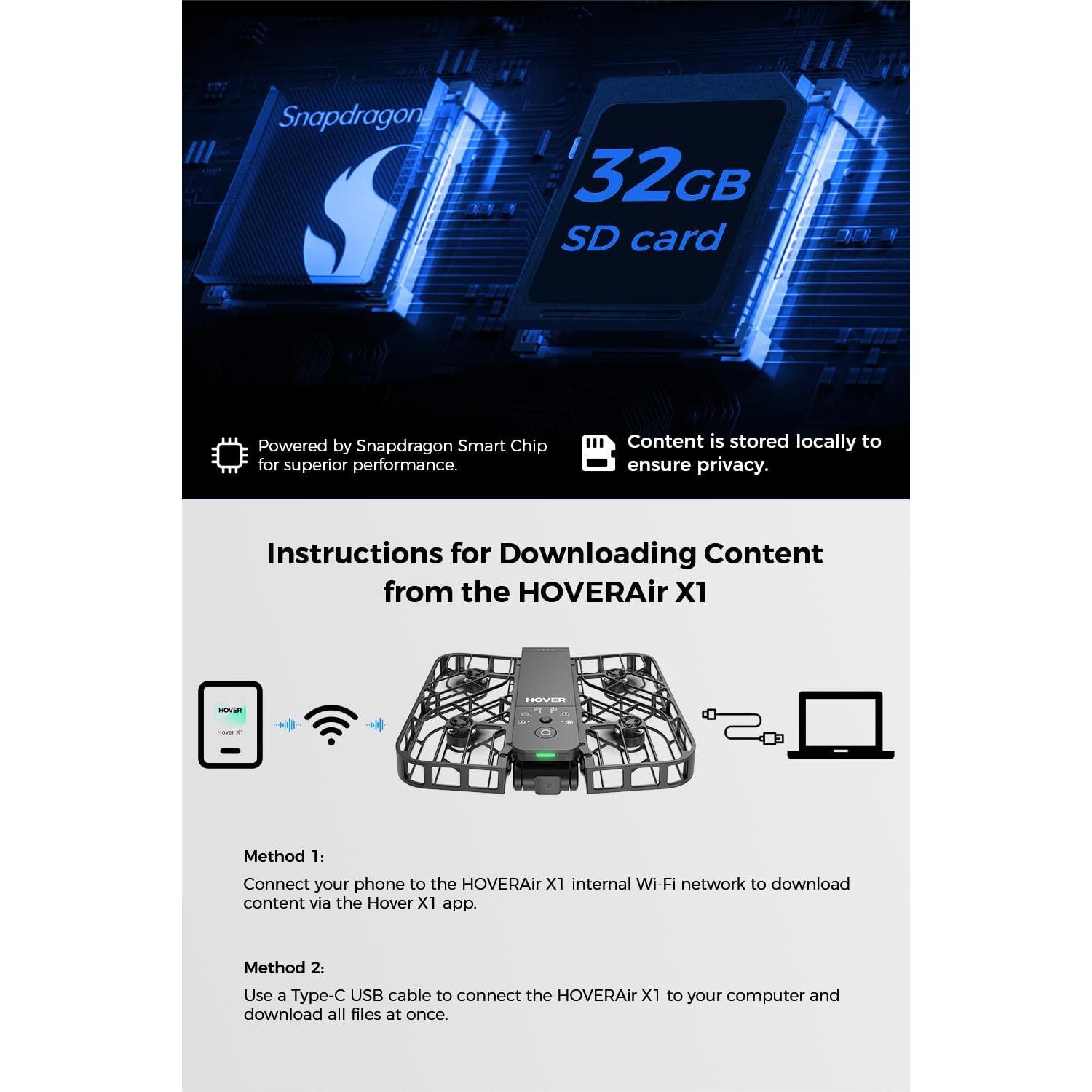 Drone HOVERAir X1 con Cámara 2.7K, Plegable y Autopilotado