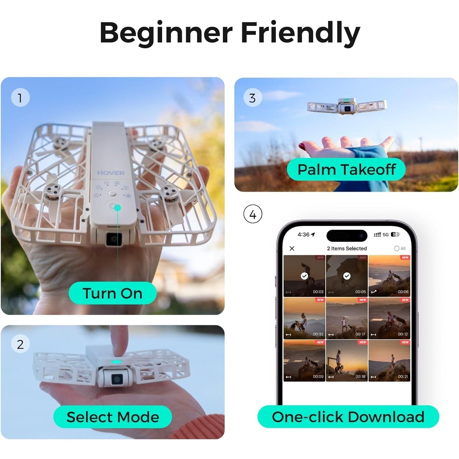 Drone HOVERAir X1 con Cámara 2.7K, Plegable y Autopilotado