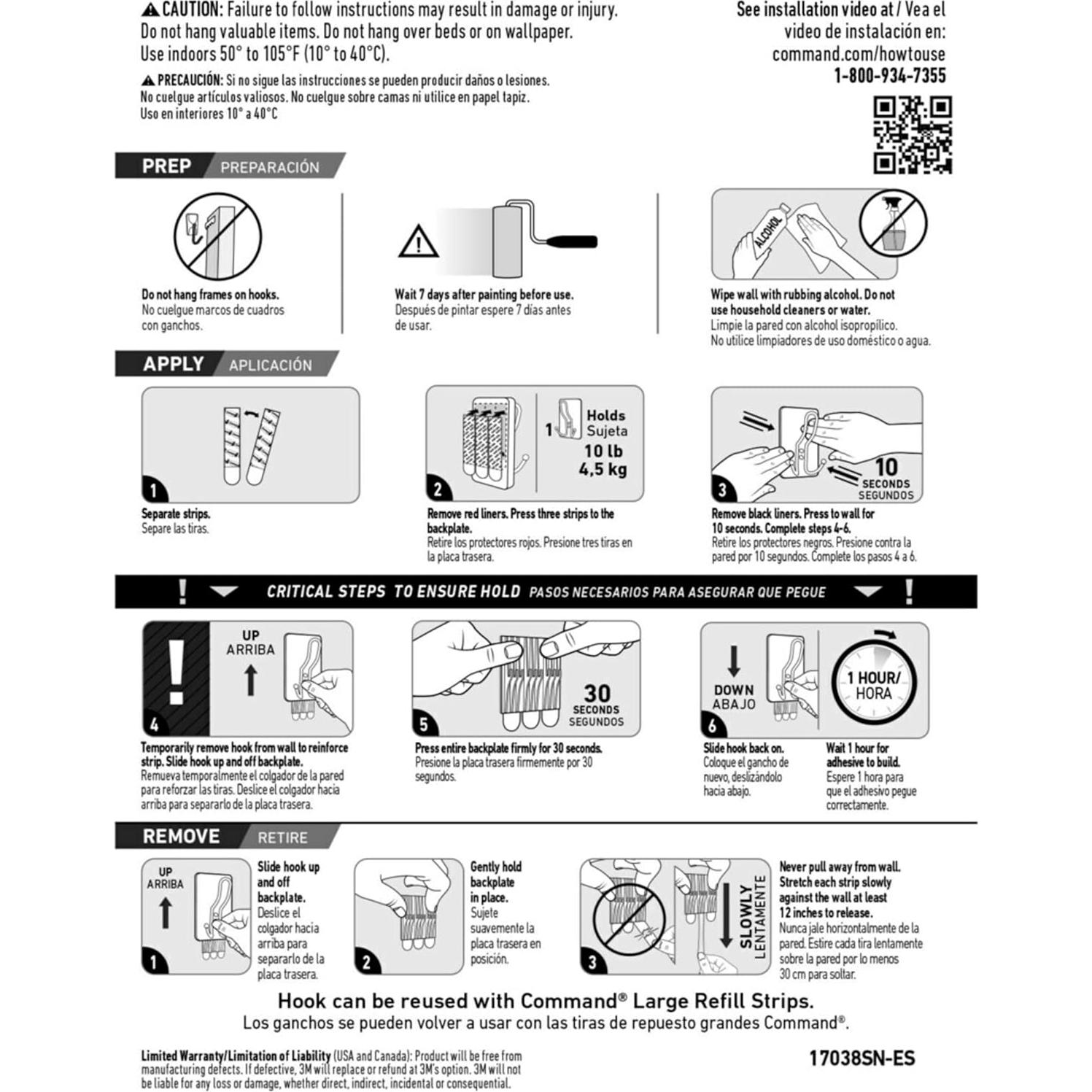 Gancho Triple Adhesivo Command Níquel Satinado X-Large 4.54 kg