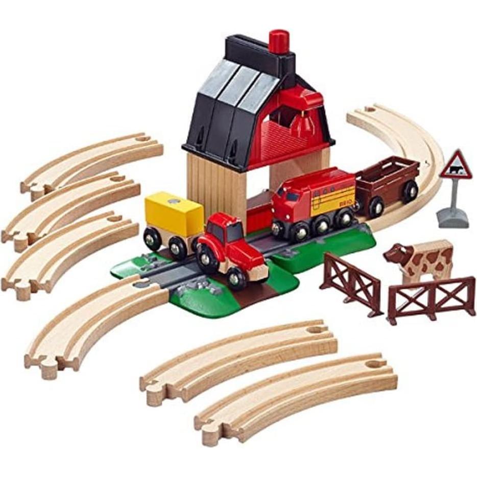 Conjunto de Ferrocarril de Granja BRIO 33719 - 20 Piezas Interactivas