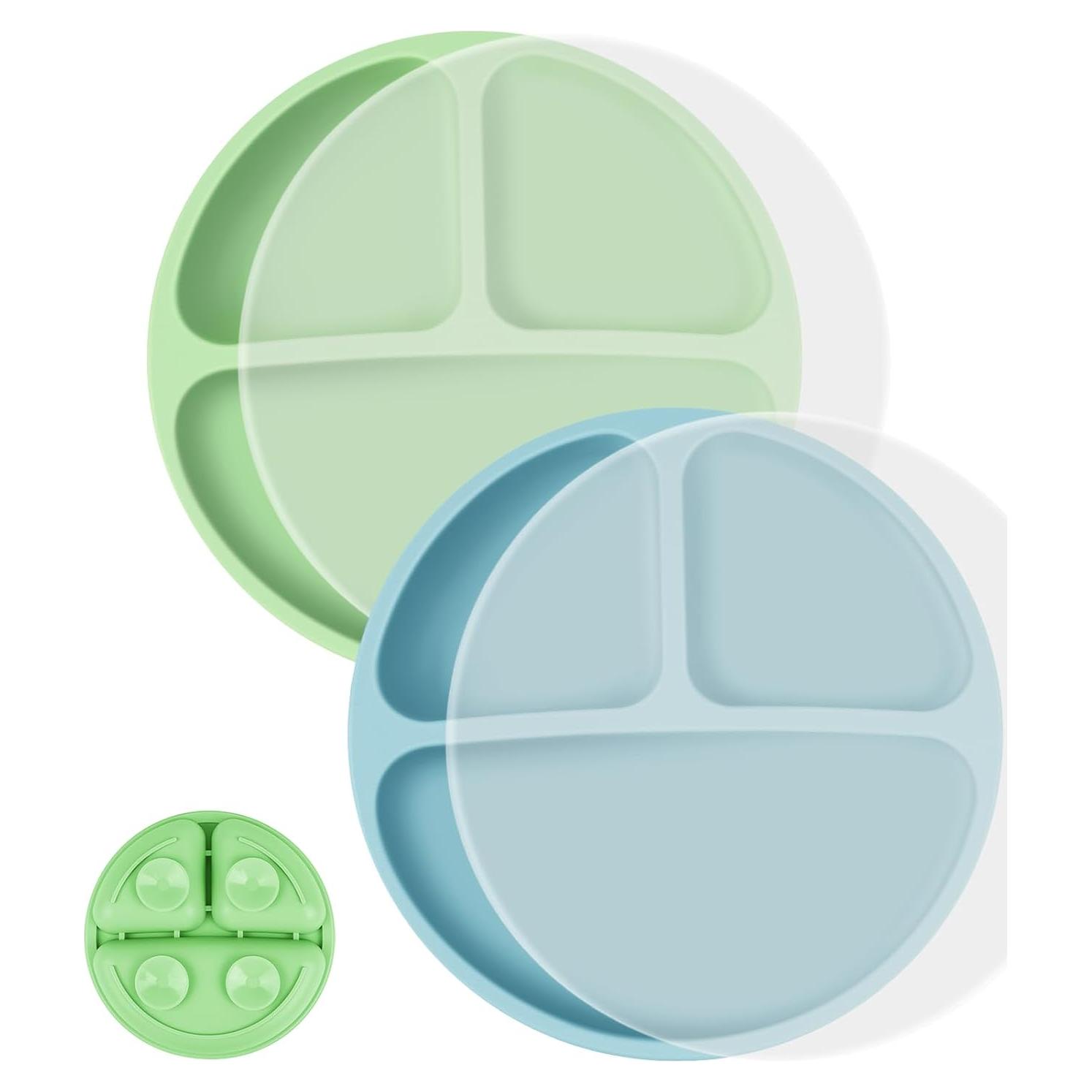 Platos de Silicona para Niños Vicloon, 2 Piezas, Antideslizantes