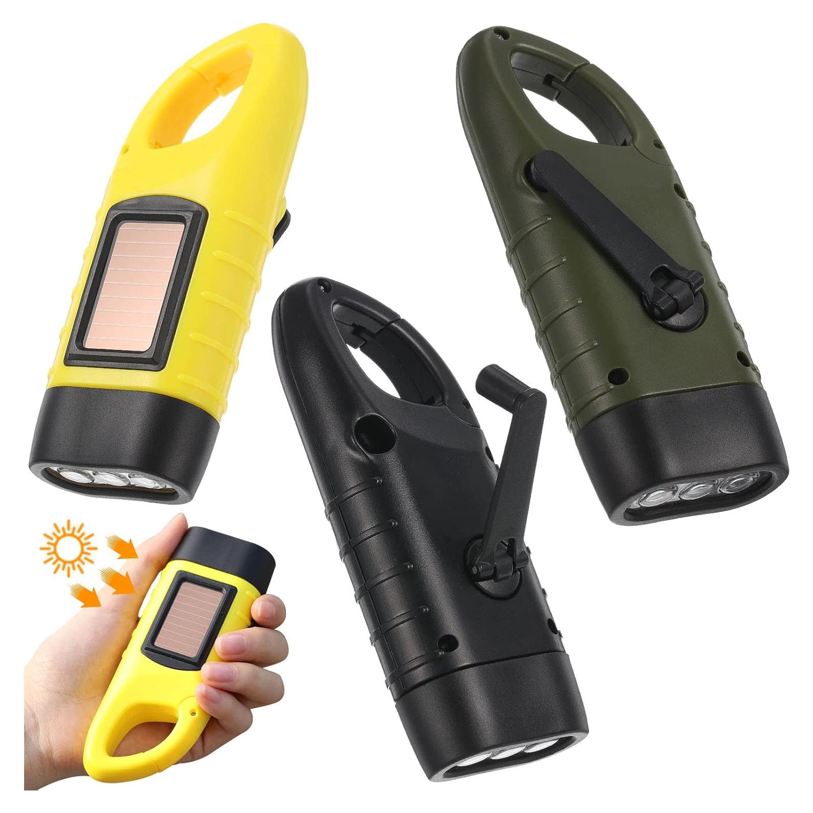 3 Linternas de Manivela Solar Mudder LED Emergencia 12.5cm