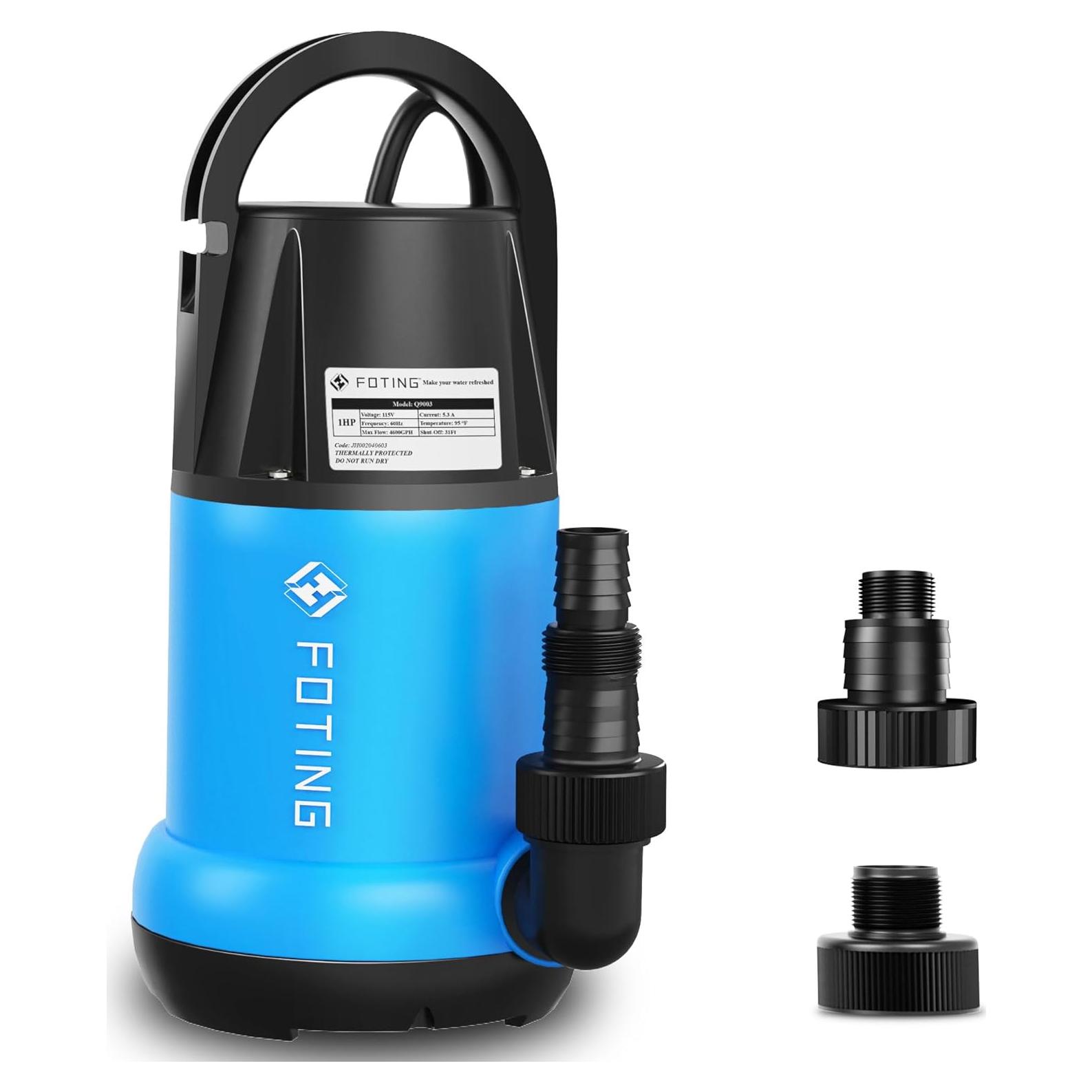 Bomba de Agua Sumergible FOTING 1HP 4600GPH para Drenaje