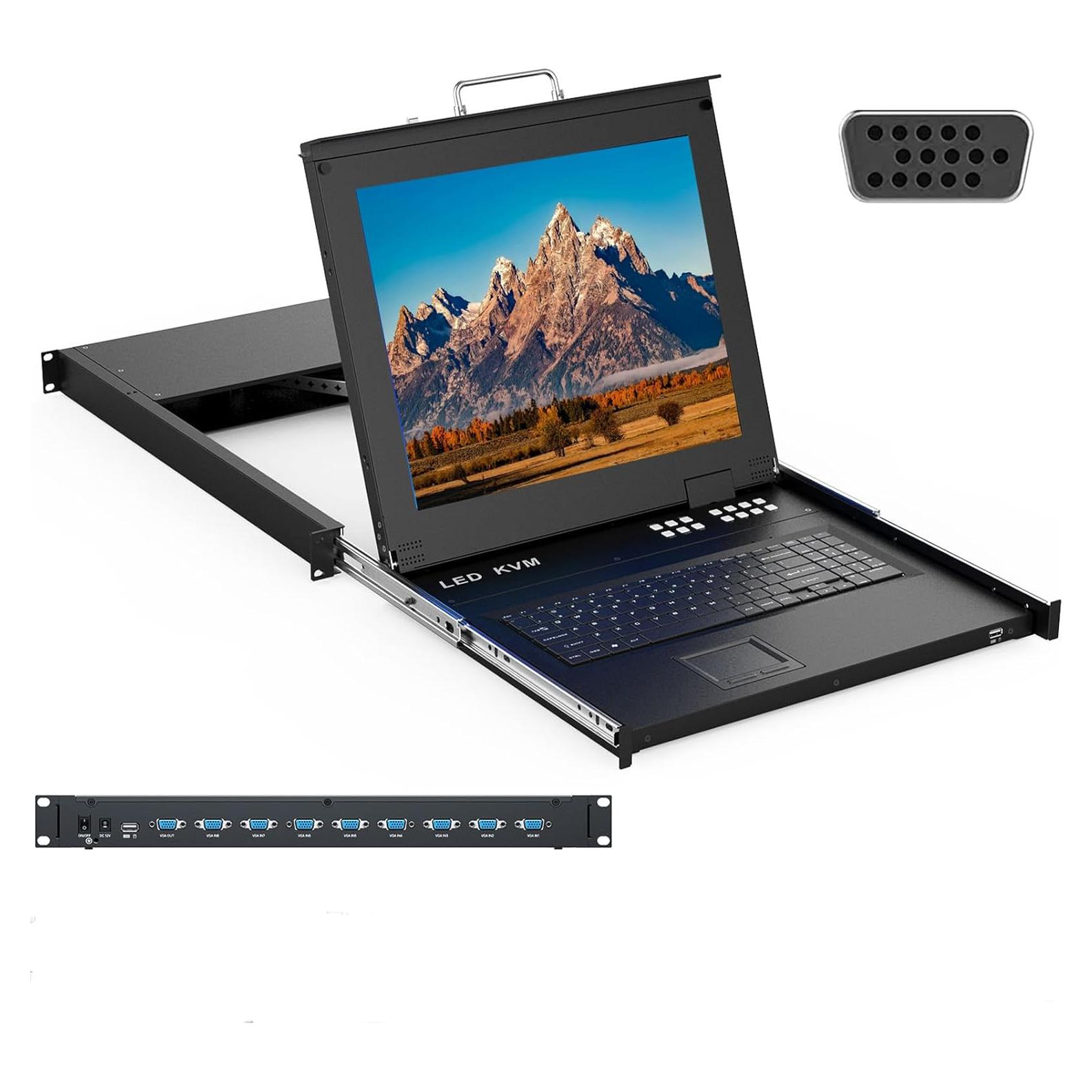 Consola KVM LCD 17" MT-VIKI 8 Puertos VGA Rack 1U