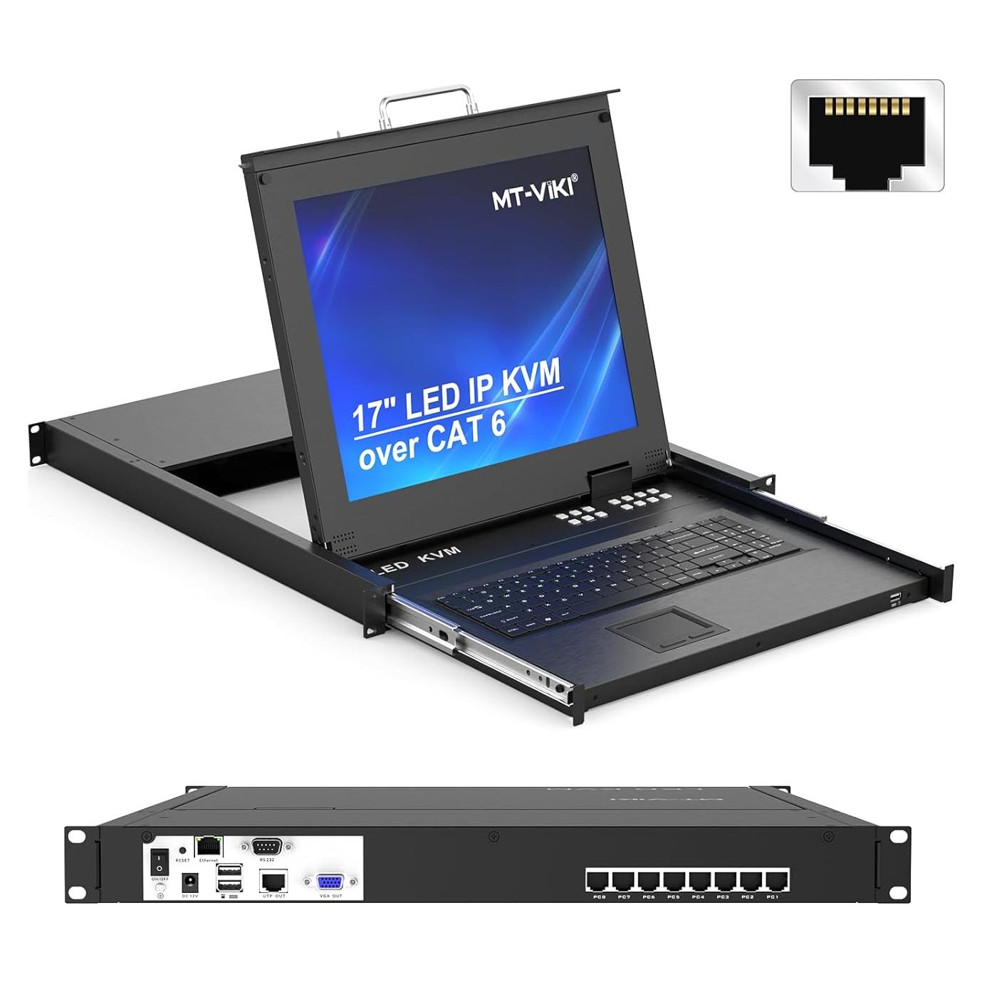 KVM Extensión sobre IP MT-VIKI 8 Puertos Rack 1U 17" LCD