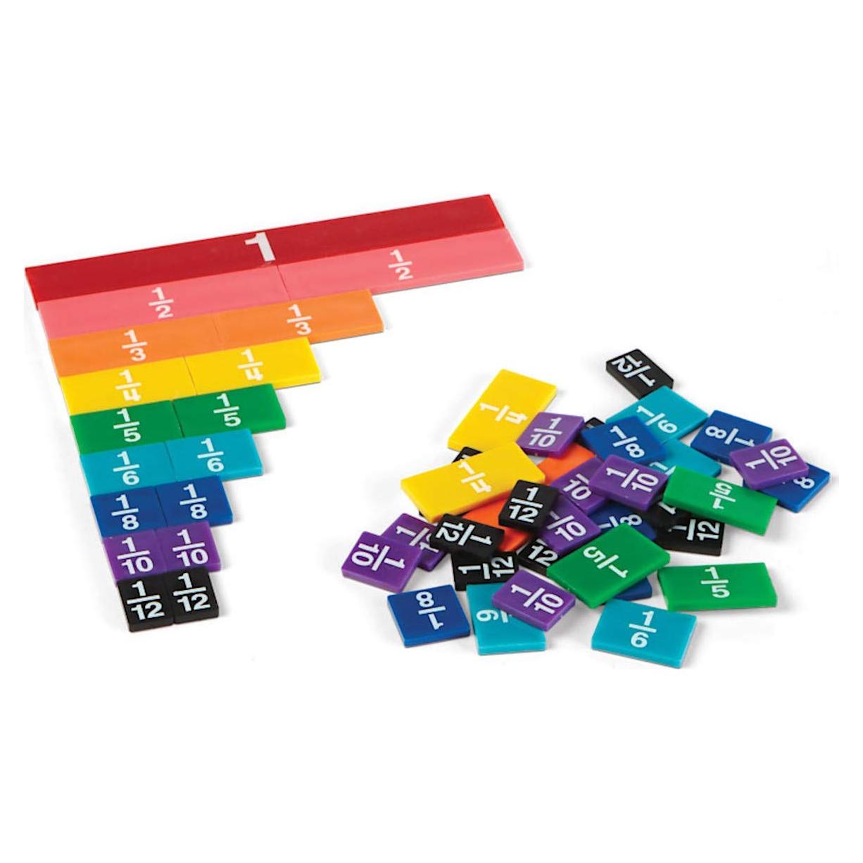 Azulejos de Fracciones Arcoíris hand2mind - 51 Piezas Montessori