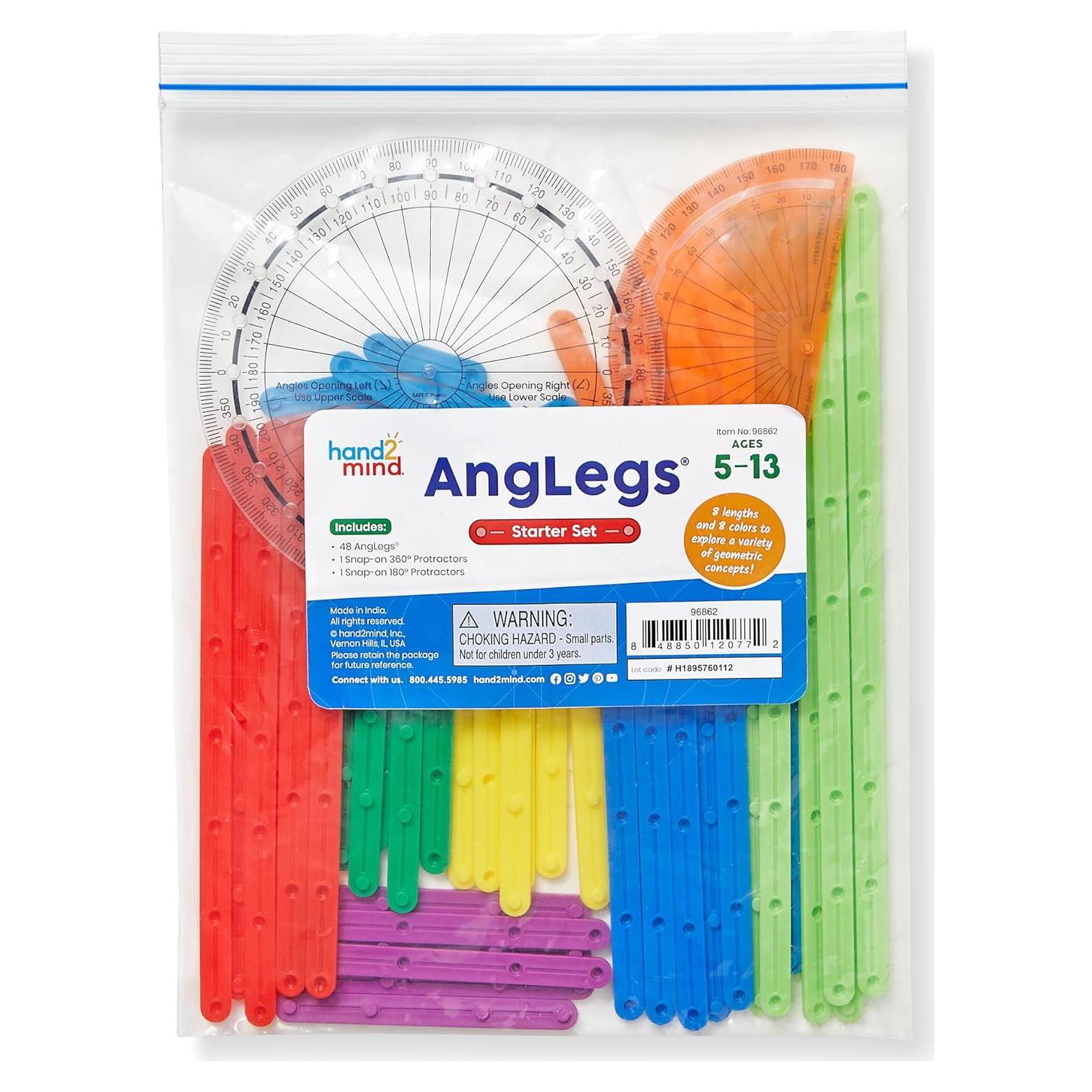 Set de Geometría AngLegs hand2mind - 48 Piezas + Transportadores