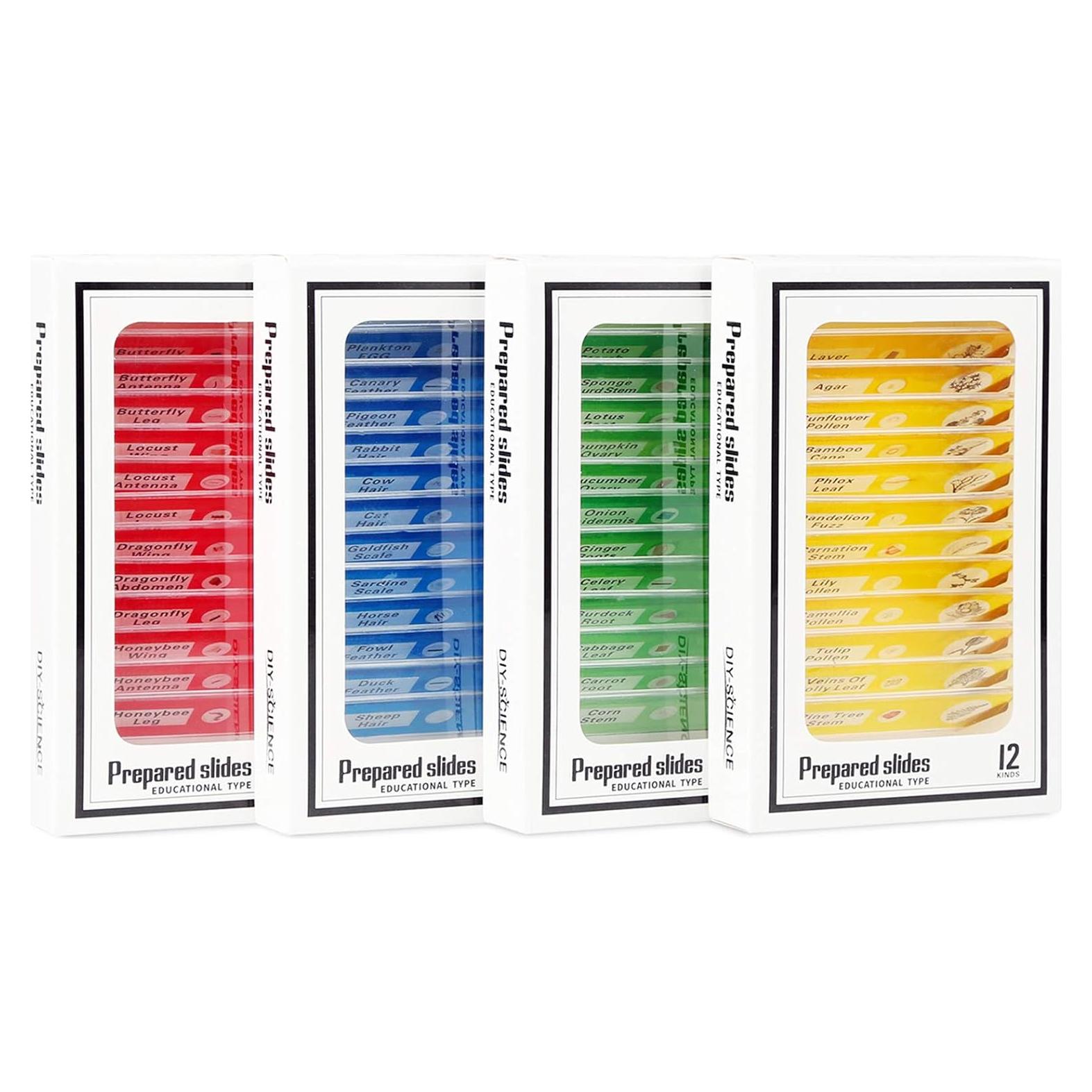 48 Portaobjetos de Microscopio Preparados DIY-SCIENCE EDU
