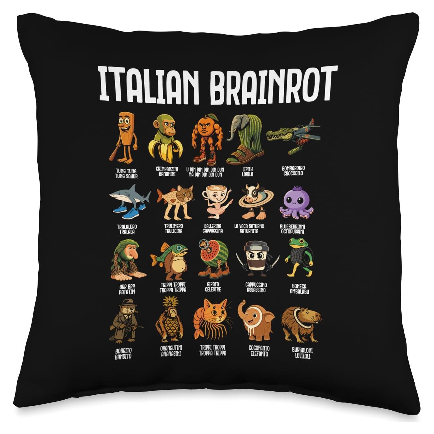 Cojín Infantil 16x16 cm Brainrot Italiano - 100% Poliéster