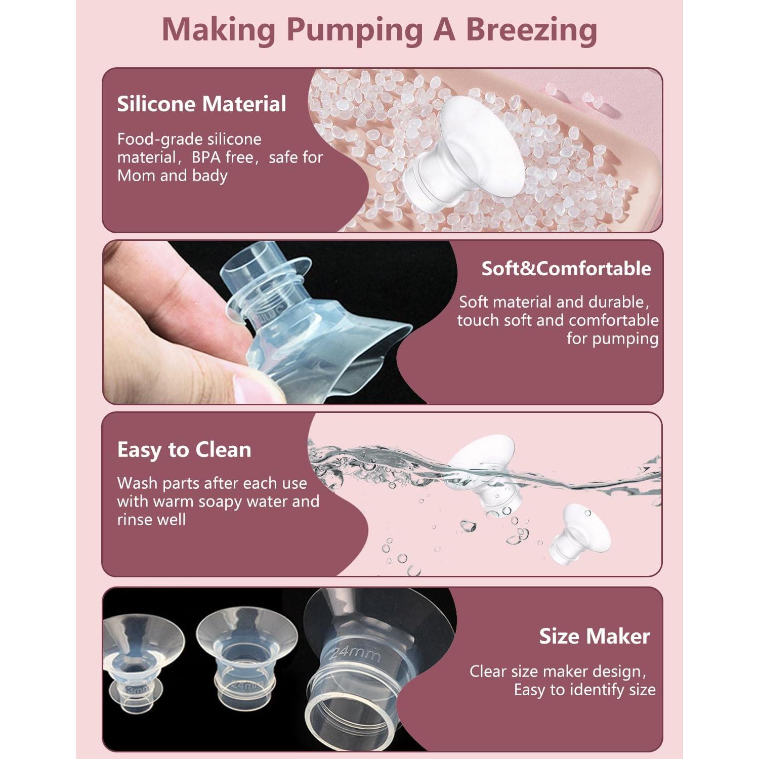 6 Piezas Inserto de Flange 21mm Silicona para Extractores de Leche