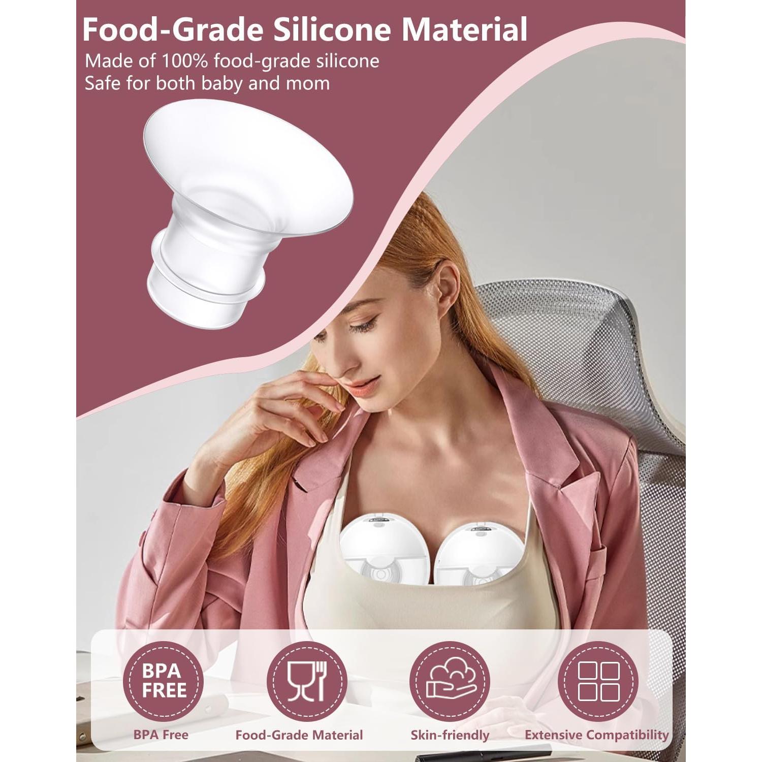 6 Piezas Inserto de Flange 21mm Silicona para Extractores de Leche