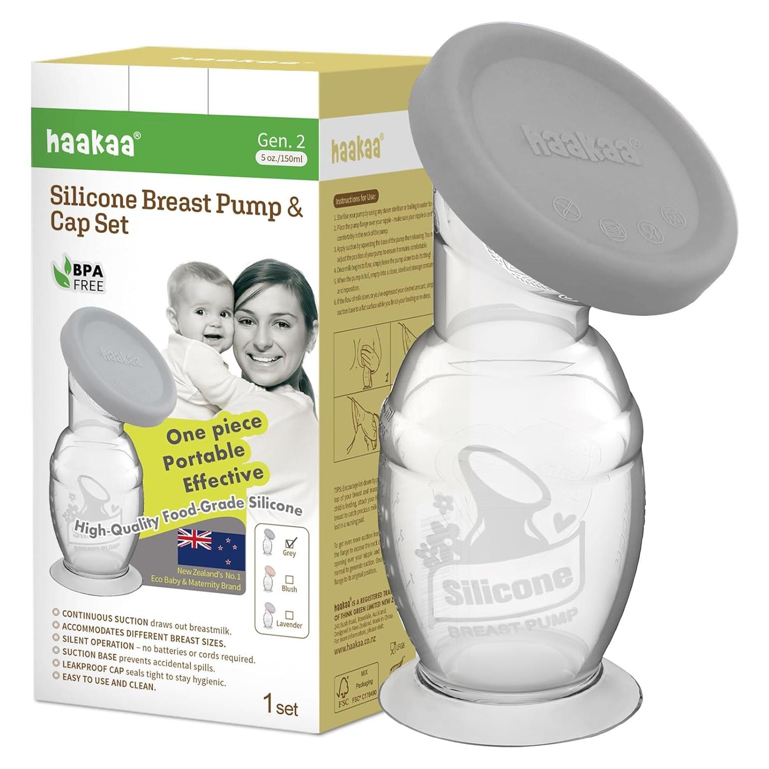 Bomba de Pecho Manual Haakaa Gen.2 150ml con Tapa de Silicona